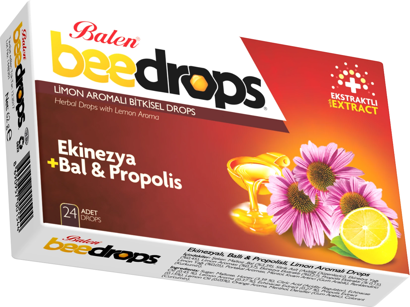 Balen Beedrops Limon Aromalı Bitkisel Pastil (24 Adet)