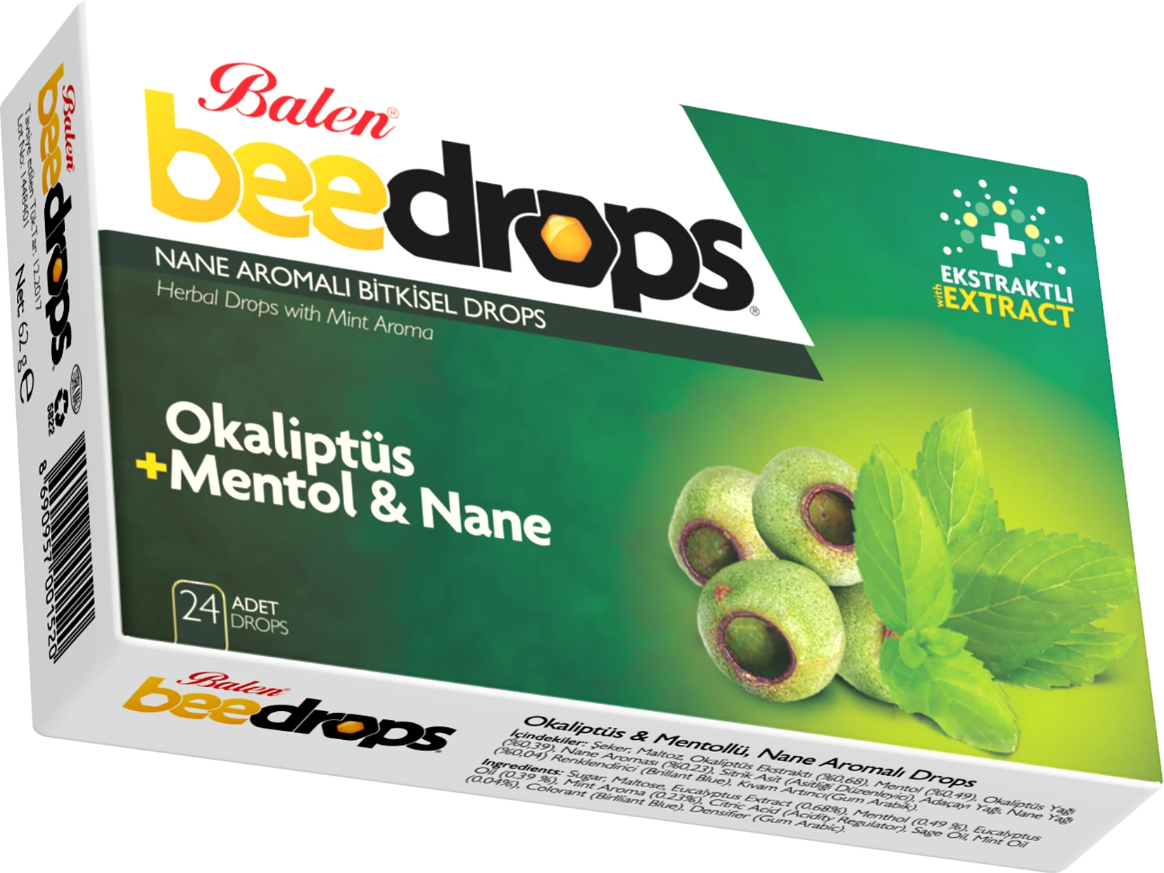 Balen Beedrops Nane Aromalı Bitkisel Pastil (24 Adet)