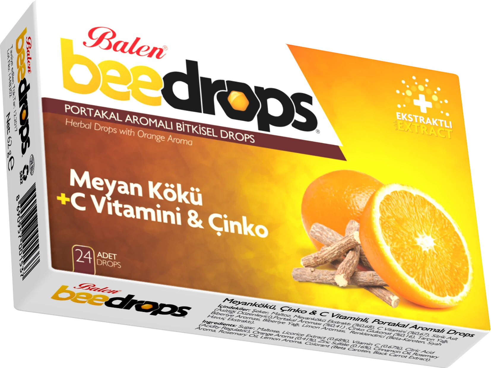 Balen Beedrops Portakal Aromalı Bitkisel Pastil (24 Adet)