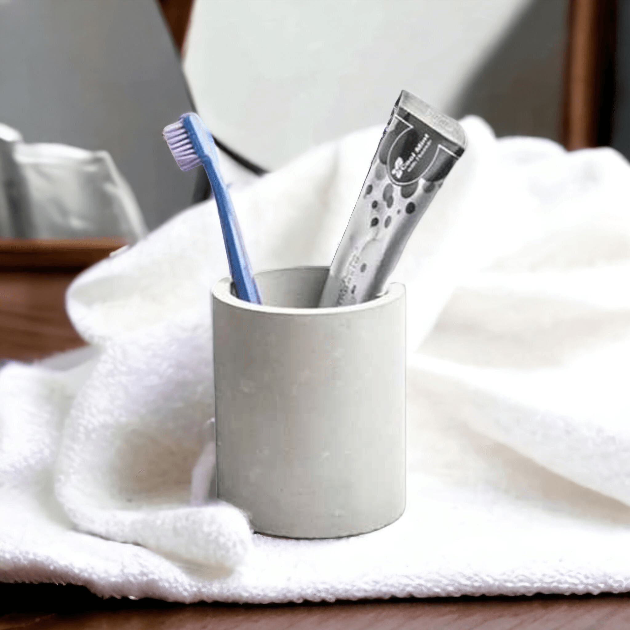 Silindir Beton Saksı, Dekoratif Obje, Saklama Kutusu, Organizer (9X9 cm)