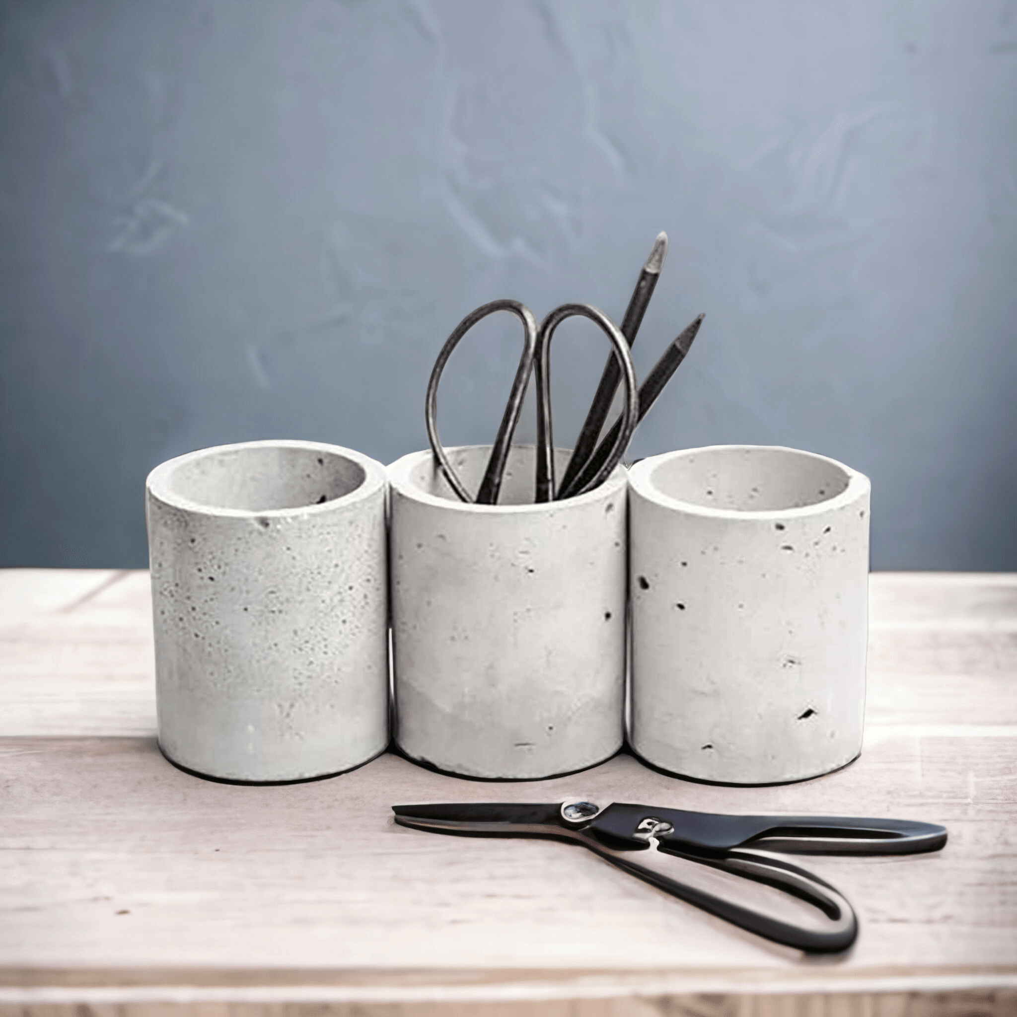 Silindir Beton Saksı, Dekoratif Obje, Saklama Kutusu, Organizer (9X9 cm)