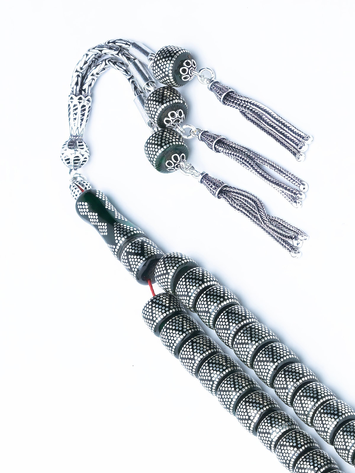 9x10 mm Yeşil Renk Teker Kesim Piramit Modeli Kehribar Tespih