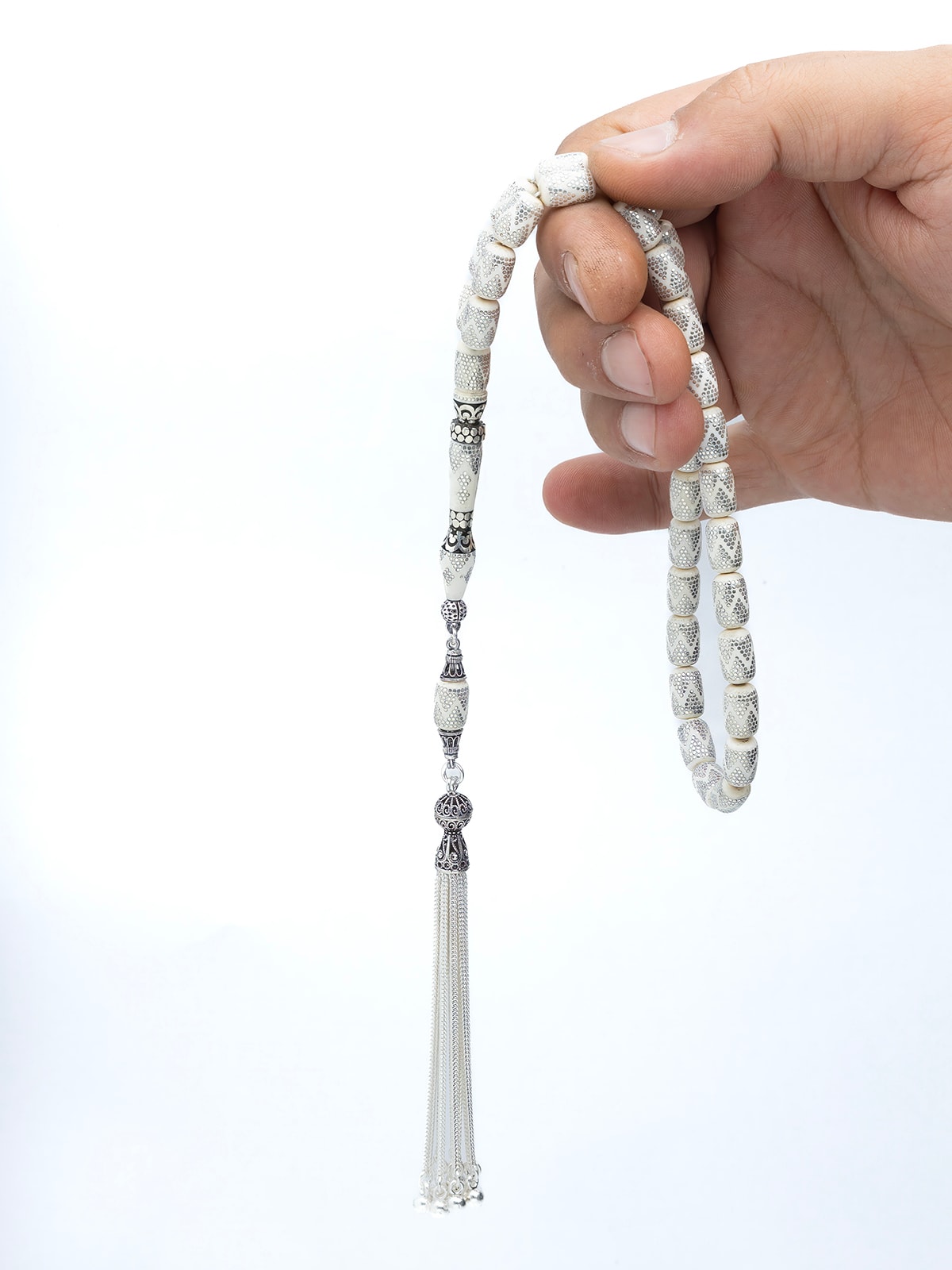 7x11 mm Kapsül Kesim Piramit Modeli Gümüş İşleme İvry Tespih