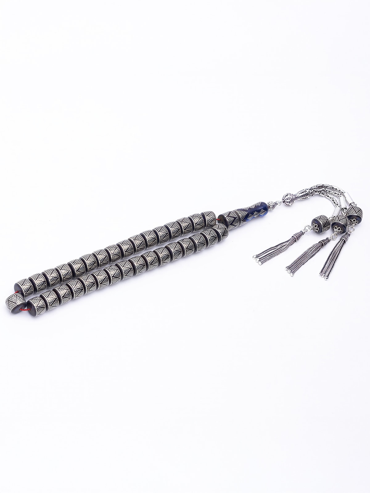 9x10 mm Mavi Renk Teker Kesim Piramit Modeli Kehribar Tespih