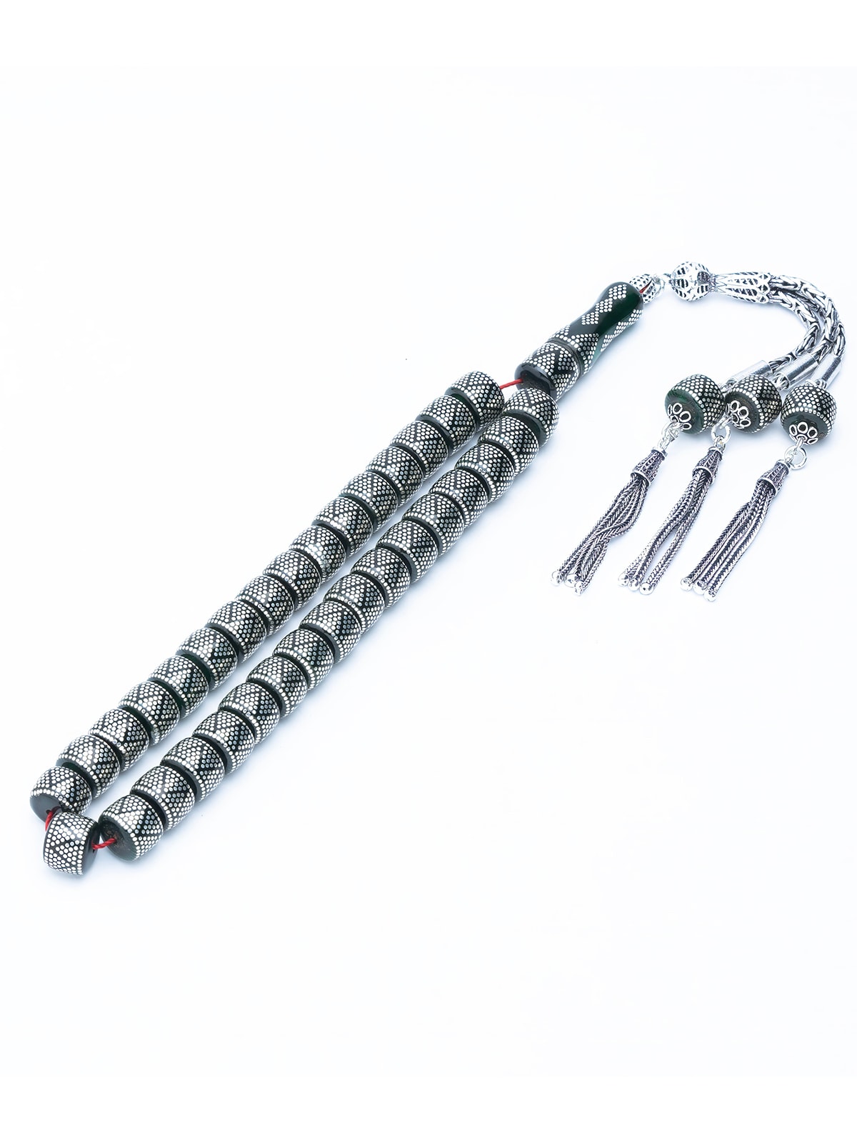 9x10 mm Yeşil Renk Teker Kesim Piramit Modeli Kehribar Tespih
