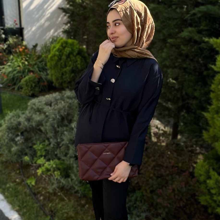 Asri gold düğme detaylı gömlek