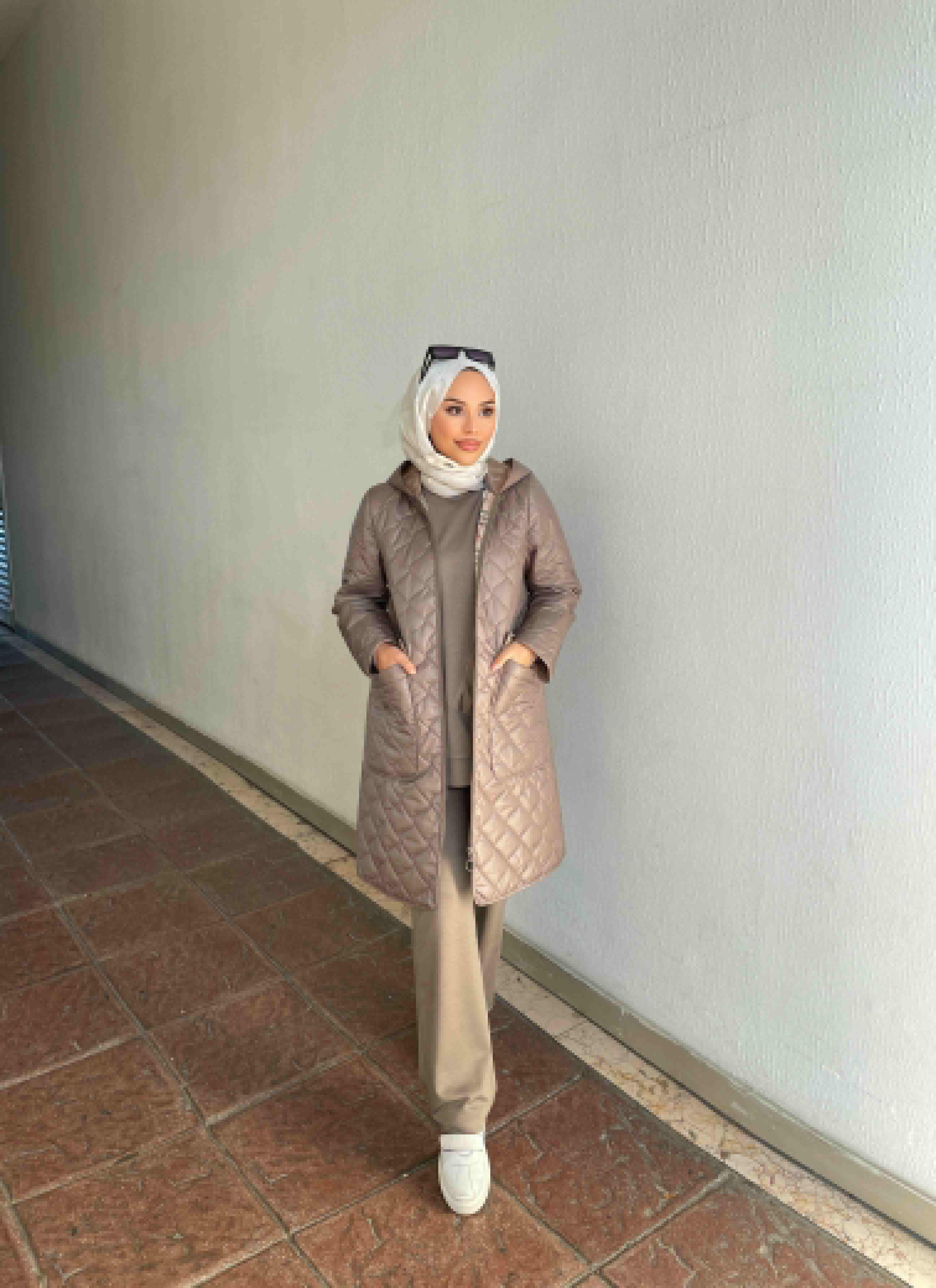 Özel Garni Detaylı Elyaf Dokuma Baharlık Trenç