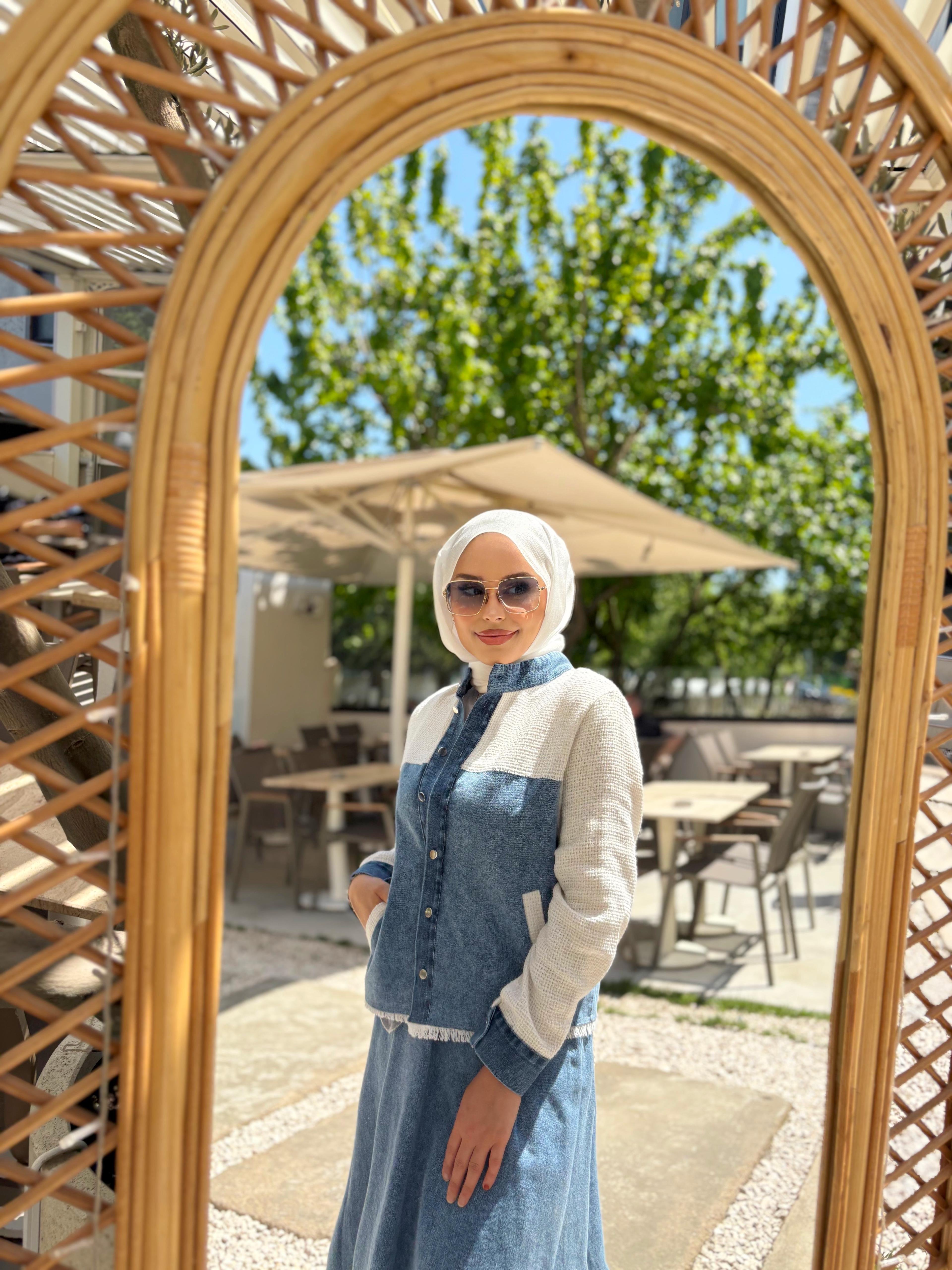 Kadın Etekli Kot Detaylı Takım  - lacivert