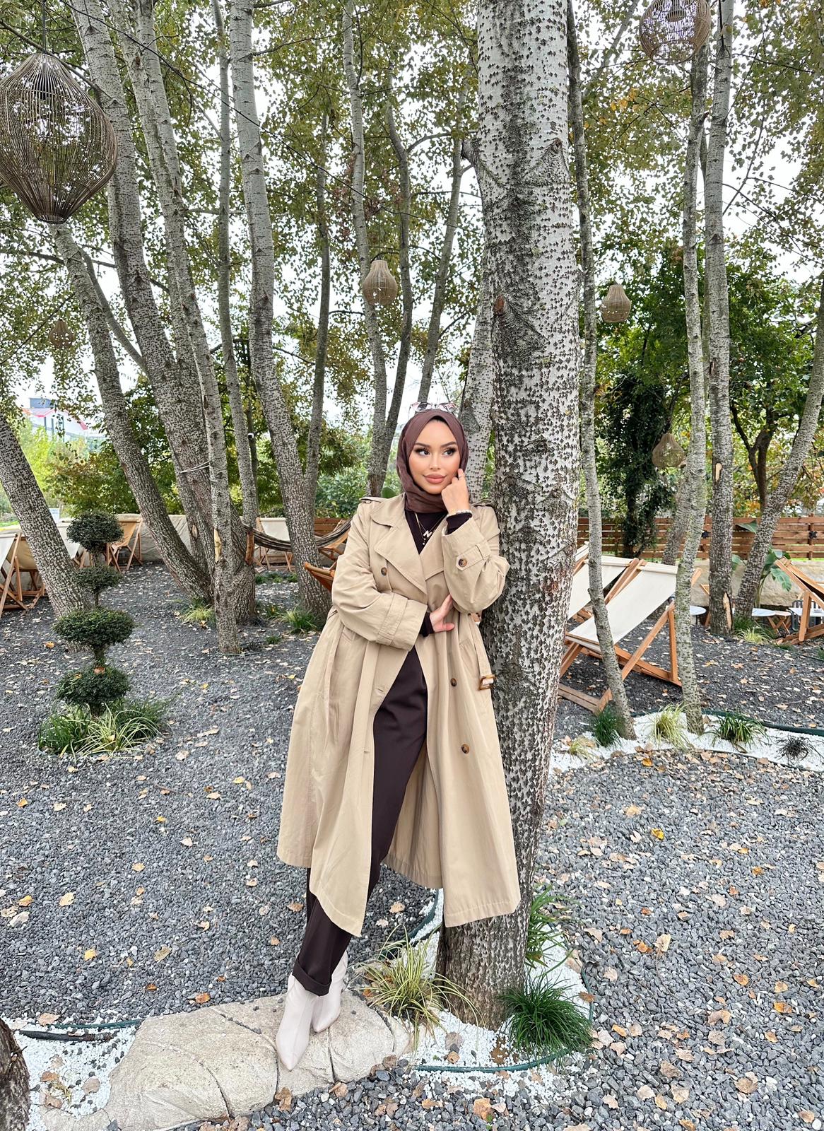 Minel Kadın Uzun Trençkot 01 - bej