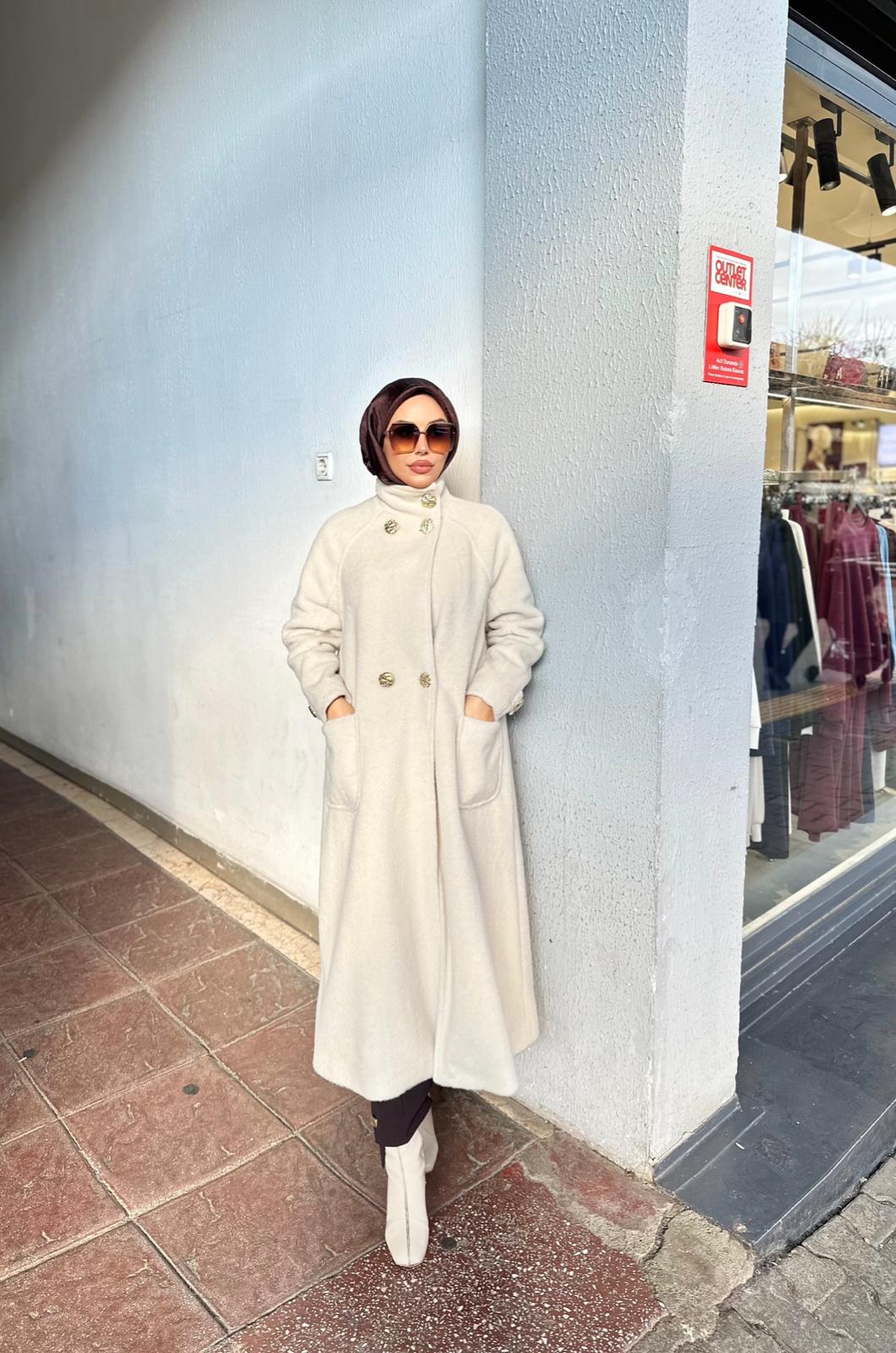 Minel Kadın Kaşe Kaban