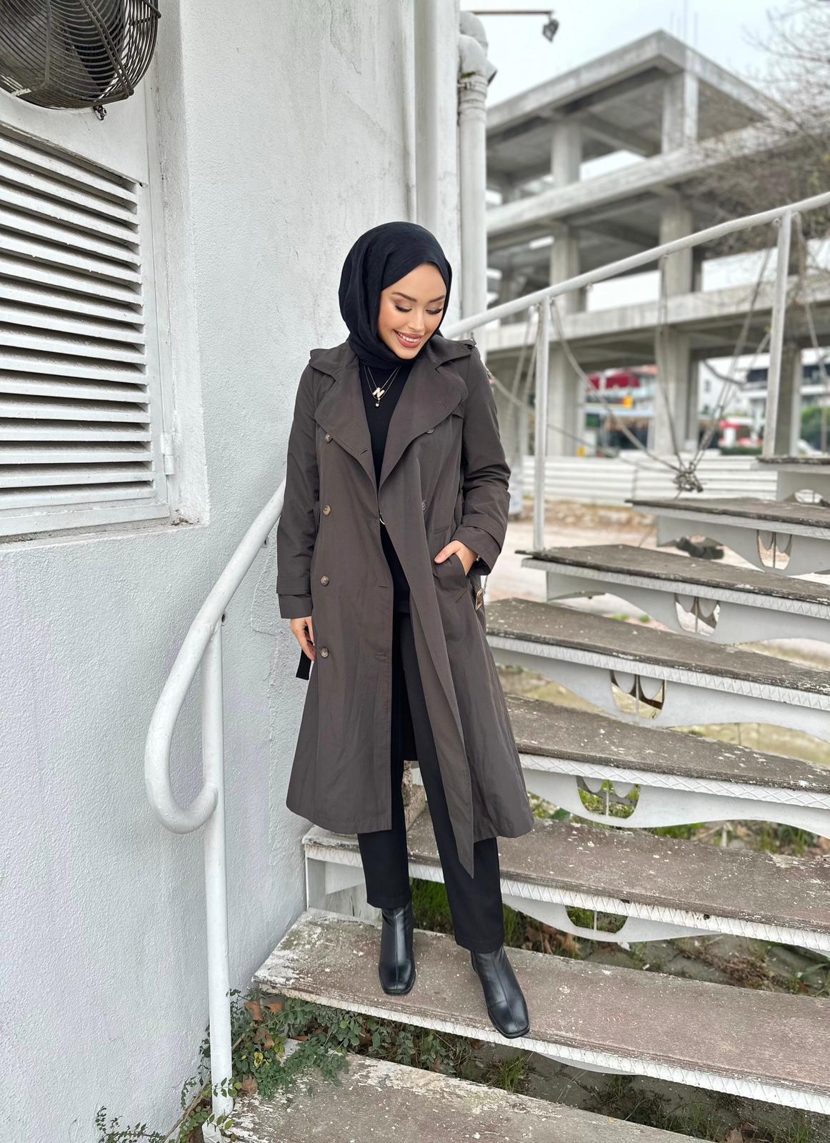 Minel Kadın Uzun Trençkot 01 - Kahve