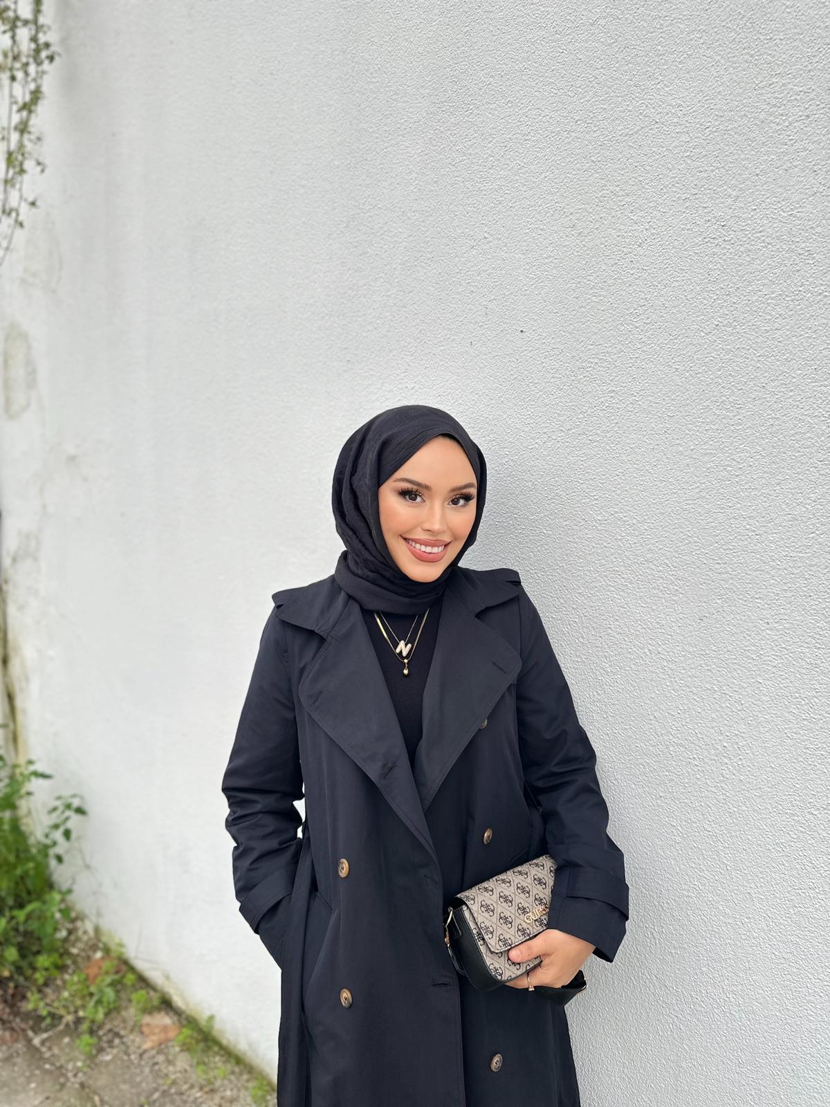 Minel Kadın Uzun Trençkot 01 - siyah