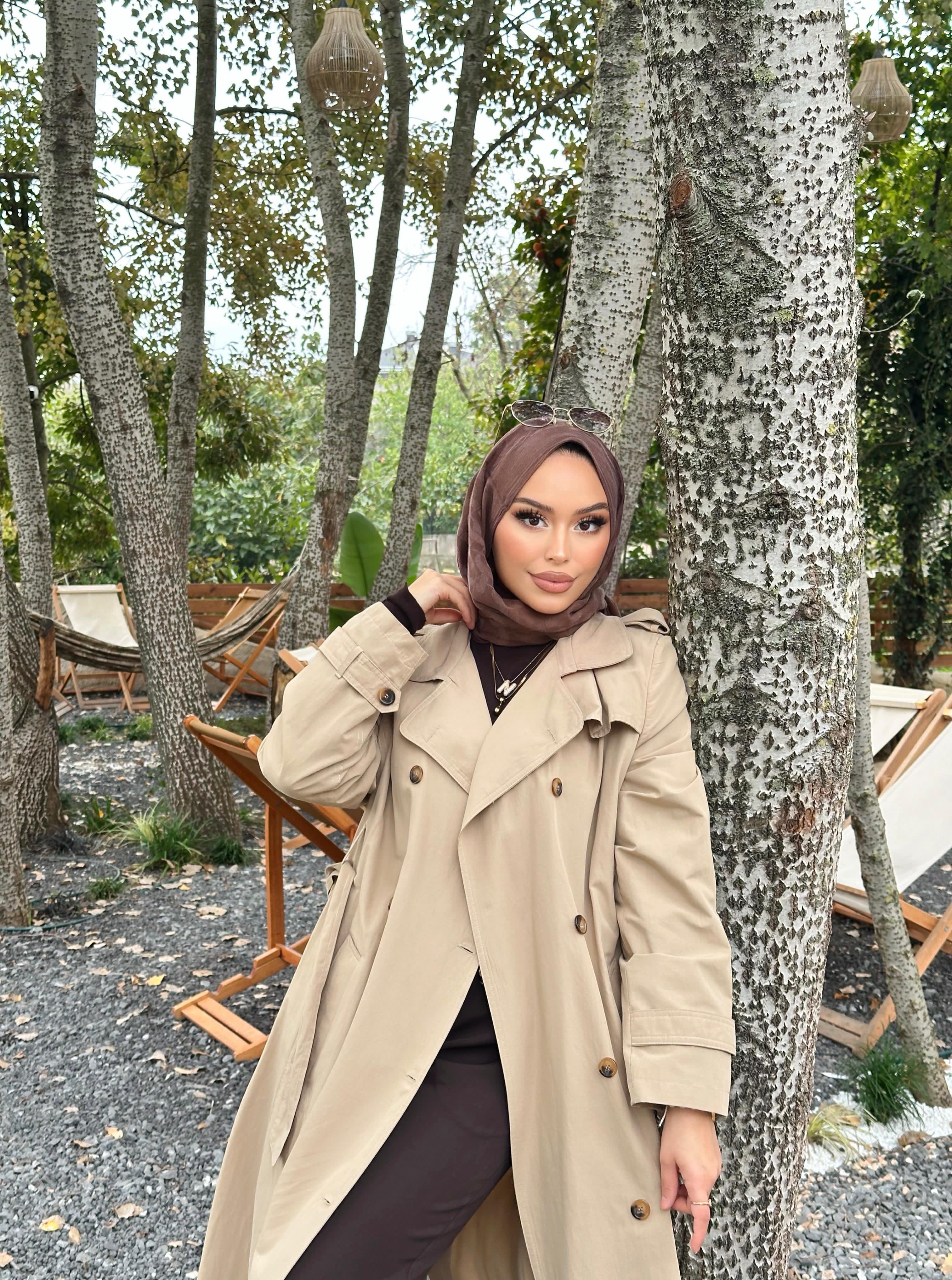 Minel Kadın Uzun Trençkot 01 - bej