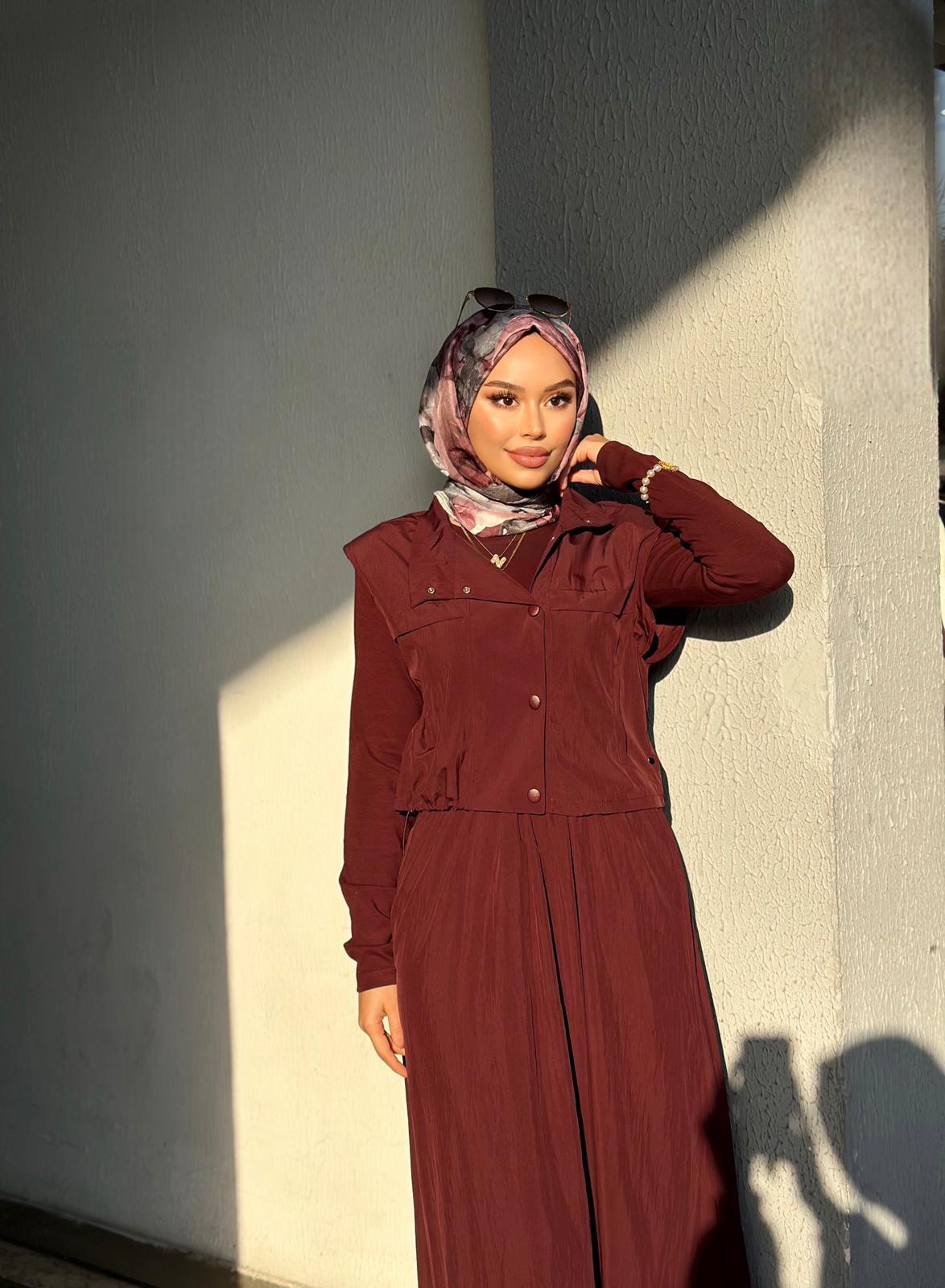 Minel Kadın İkili Takım Bordo Elbise