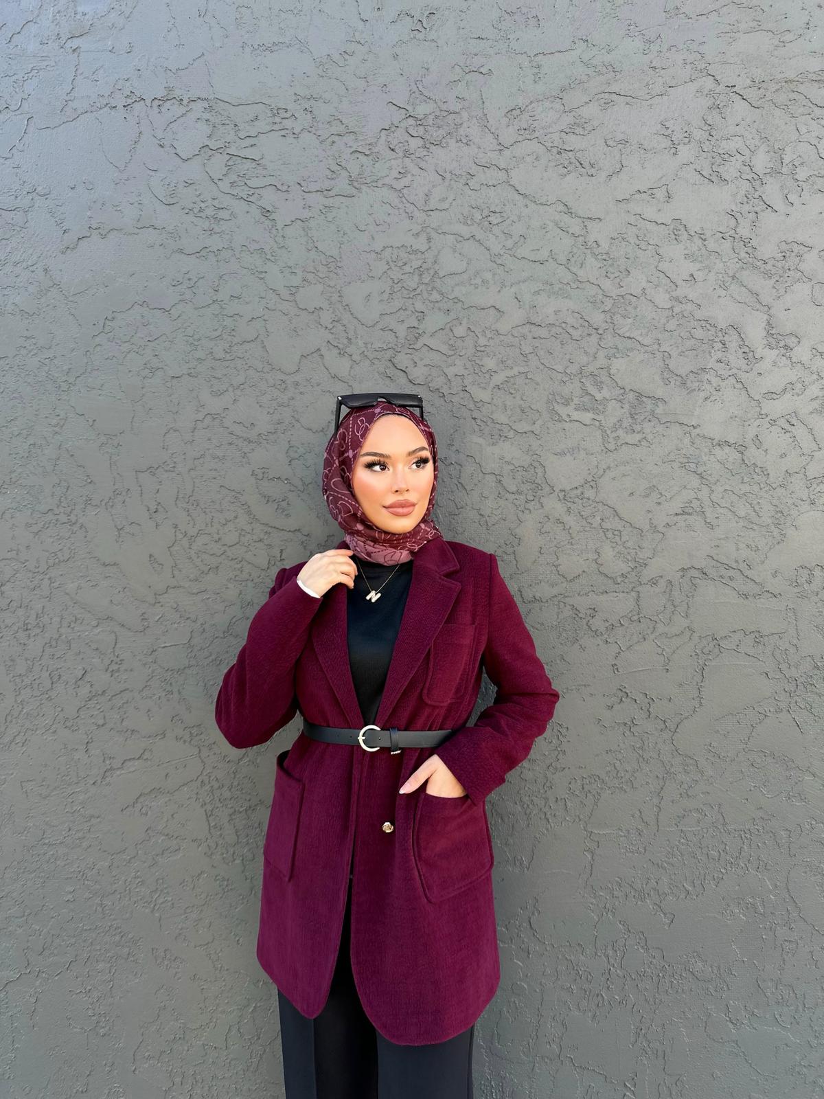 Kadın Kruvaze Yaka Kemer Detaylı Ceket 