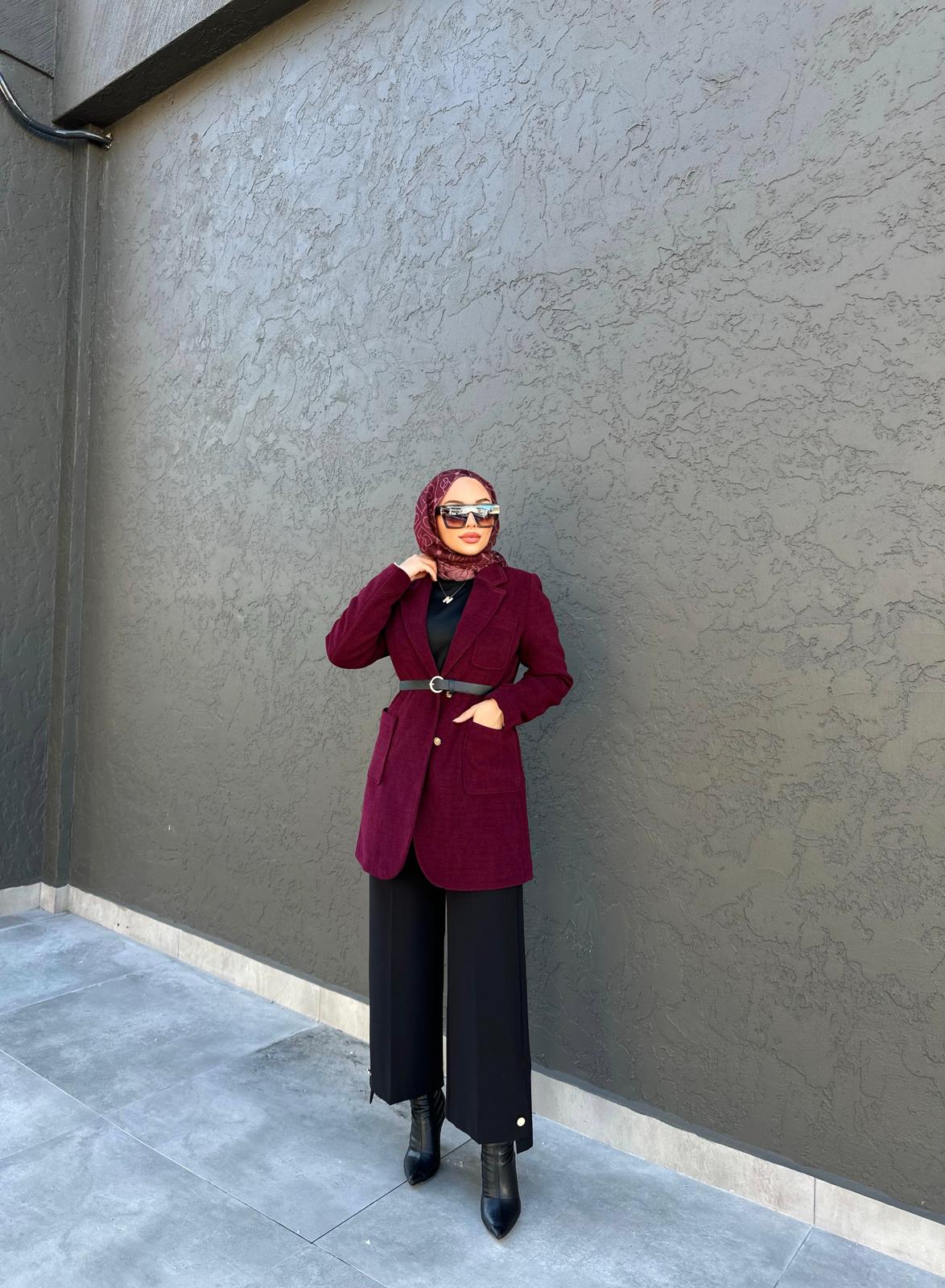 Kadın Kruvaze Yaka Kemer Detaylı Ceket 