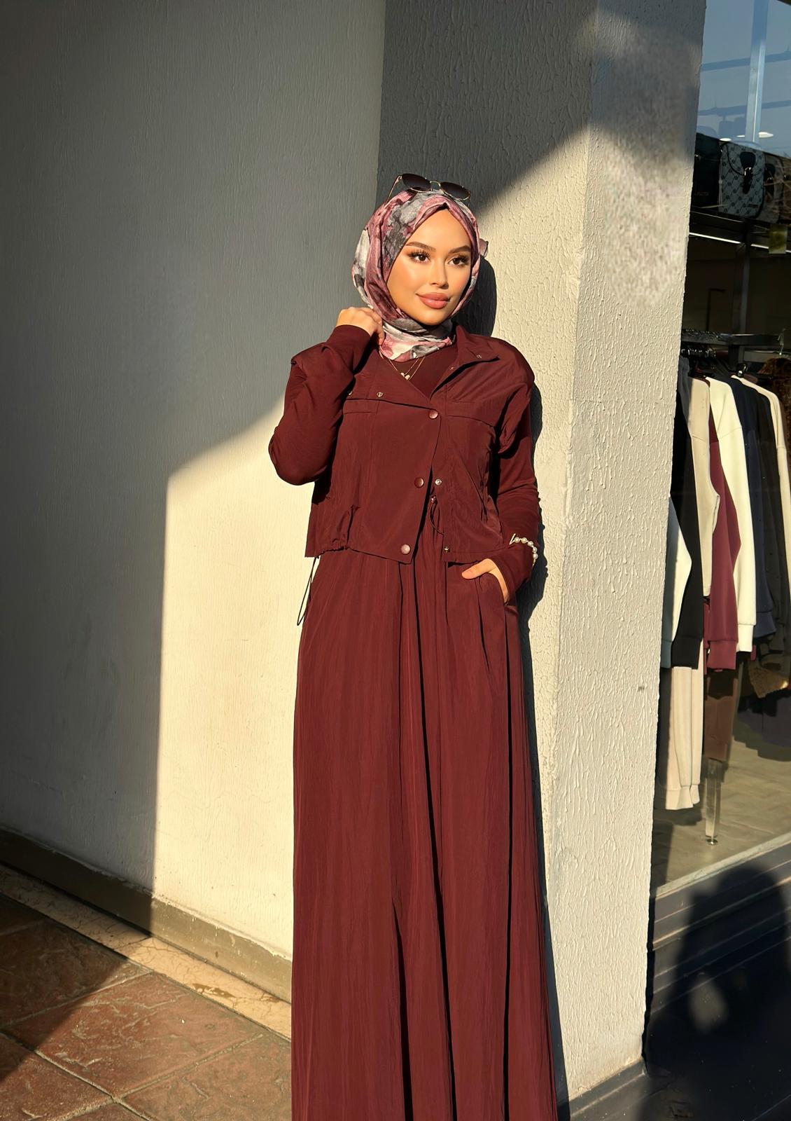 Minel Kadın İkili Takım Bordo Elbise