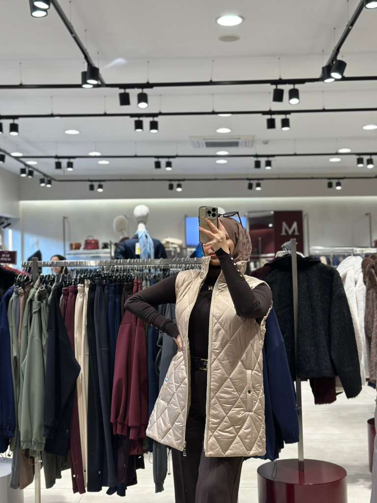 Minel Kadın Kapitone Yelek  - bej