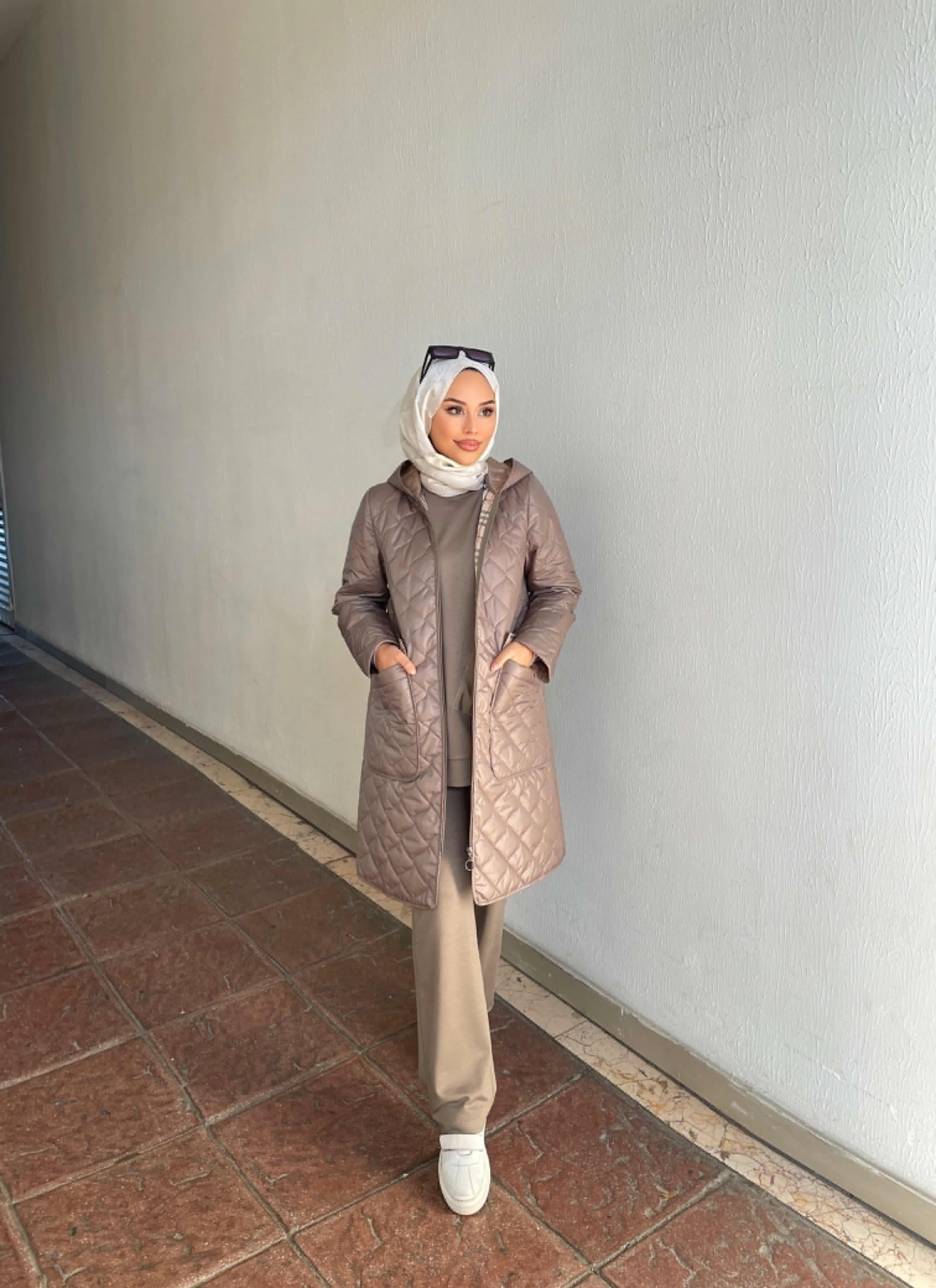 Özel Garni Detaylı Elyaf Dokuma Baharlık Trenç