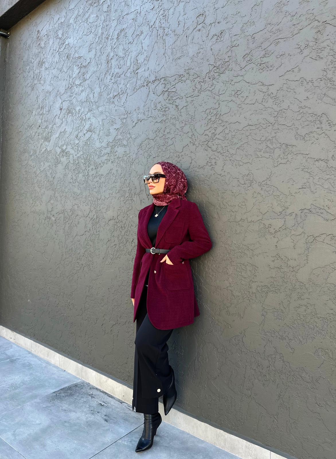 Kadın Kruvaze Yaka Kemer Detaylı Ceket 