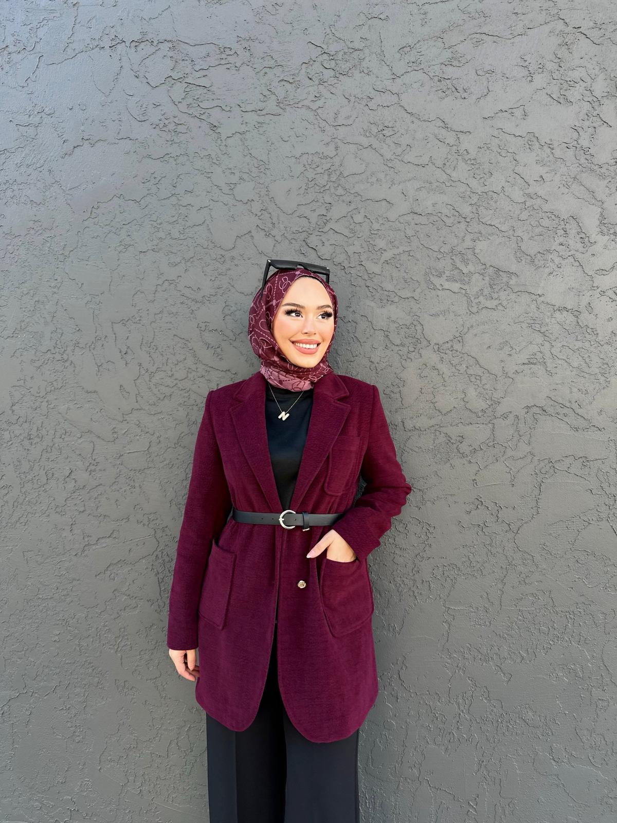 Kadın Kruvaze Yaka Kemer Detaylı Ceket 