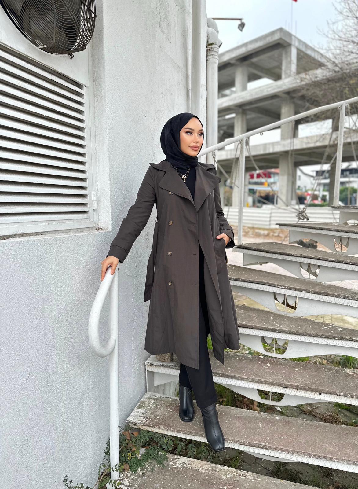 Minel Kadın Uzun Trençkot 01 - Kahve