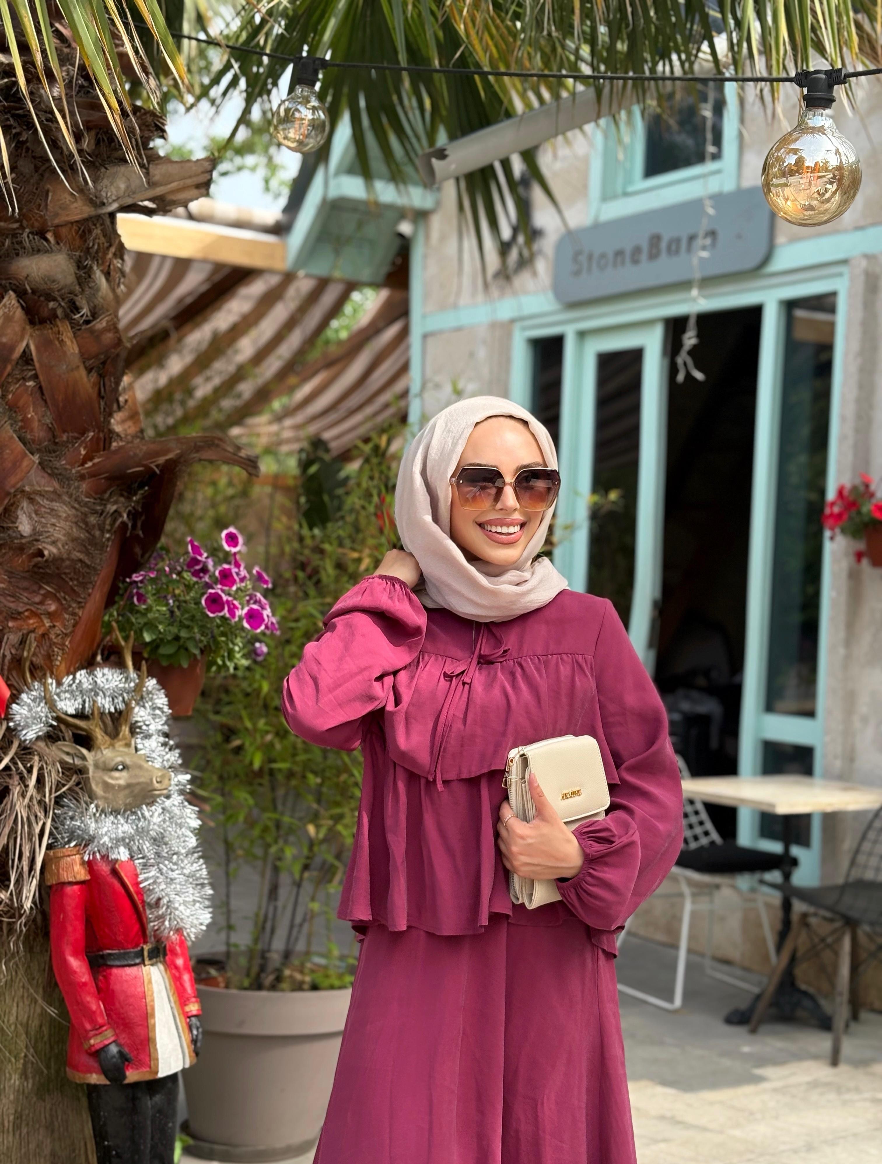 Kadın Volan Detaylı Takım  - bordo