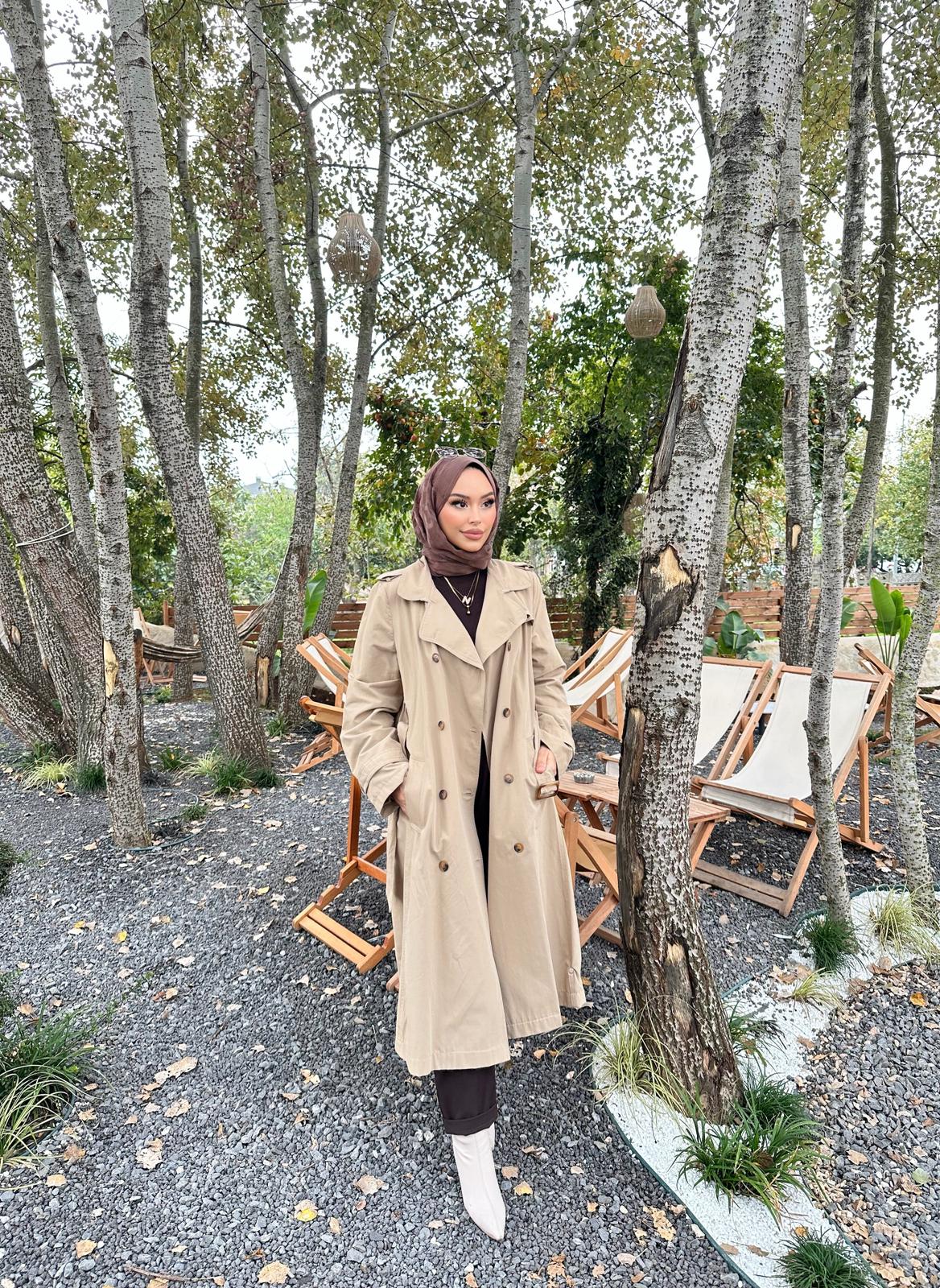 Minel Kadın Uzun Trençkot 01 - bej