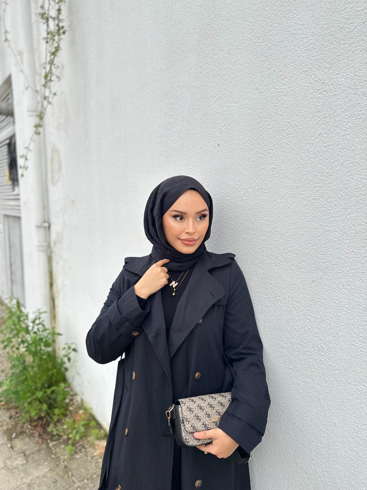 Minel Kadın Uzun Trençkot 01 - siyah