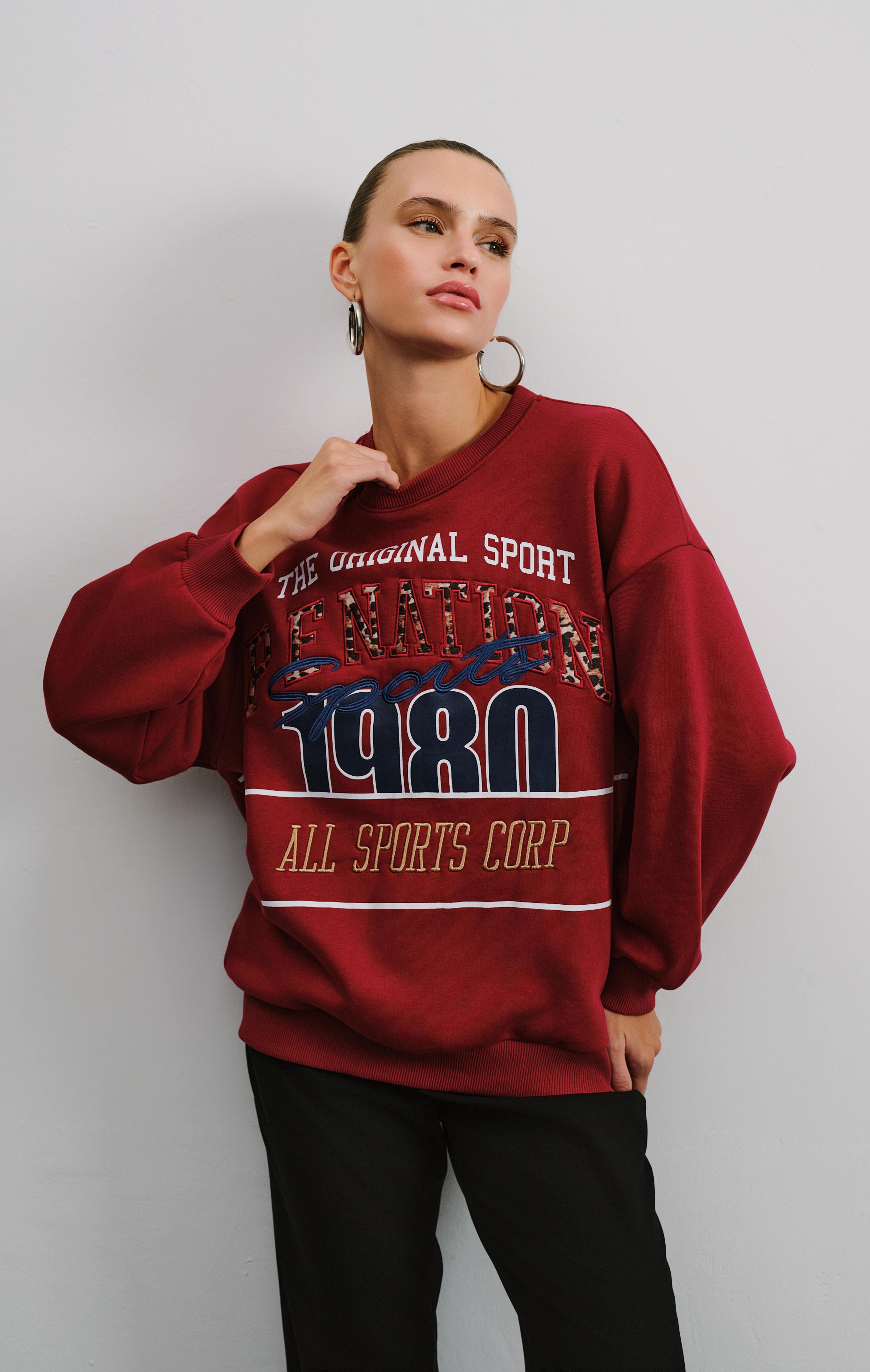 Bordo Kısa Sweatshirt: