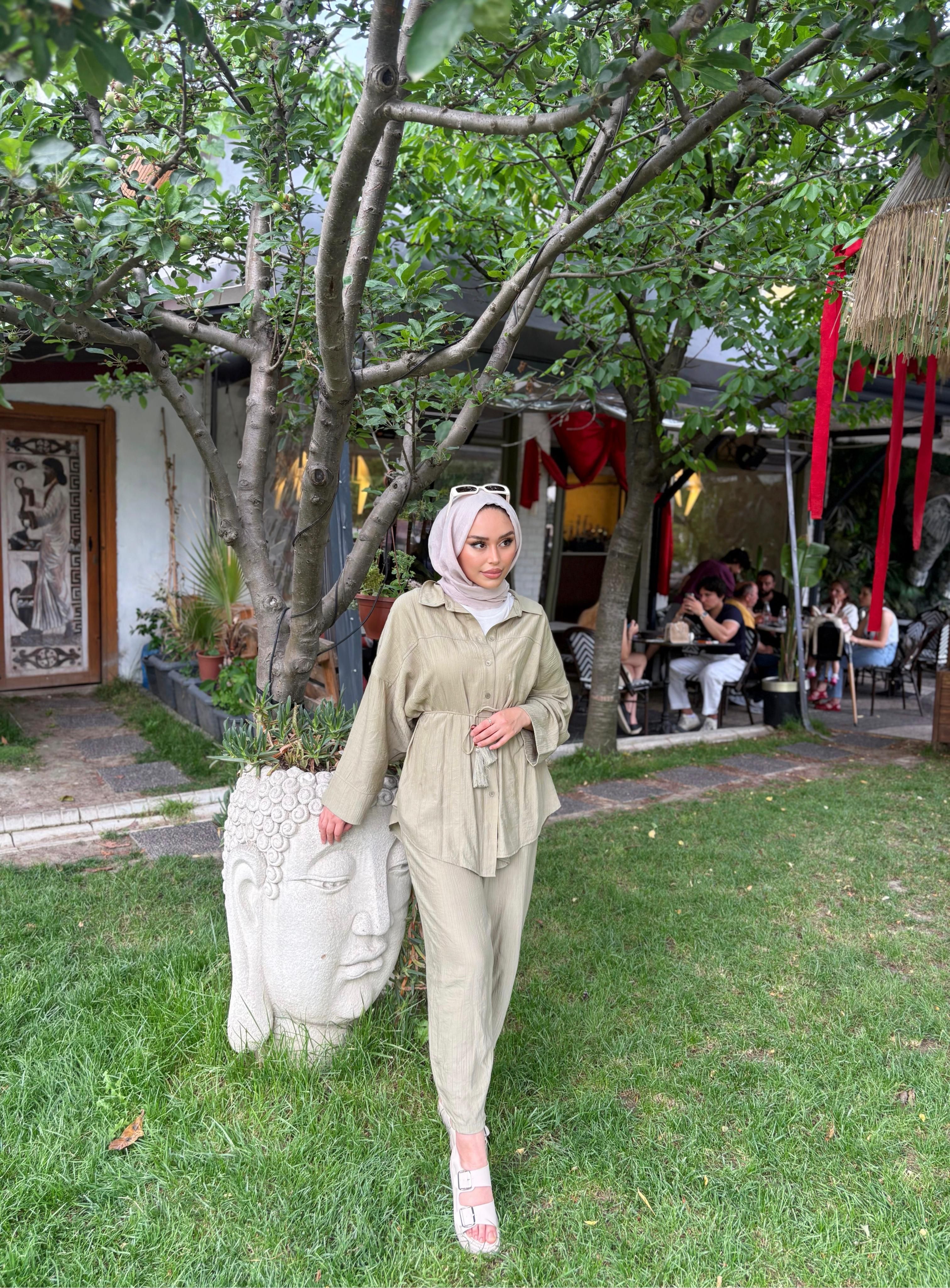Kadın Yarasa Kollu Takım  - haki