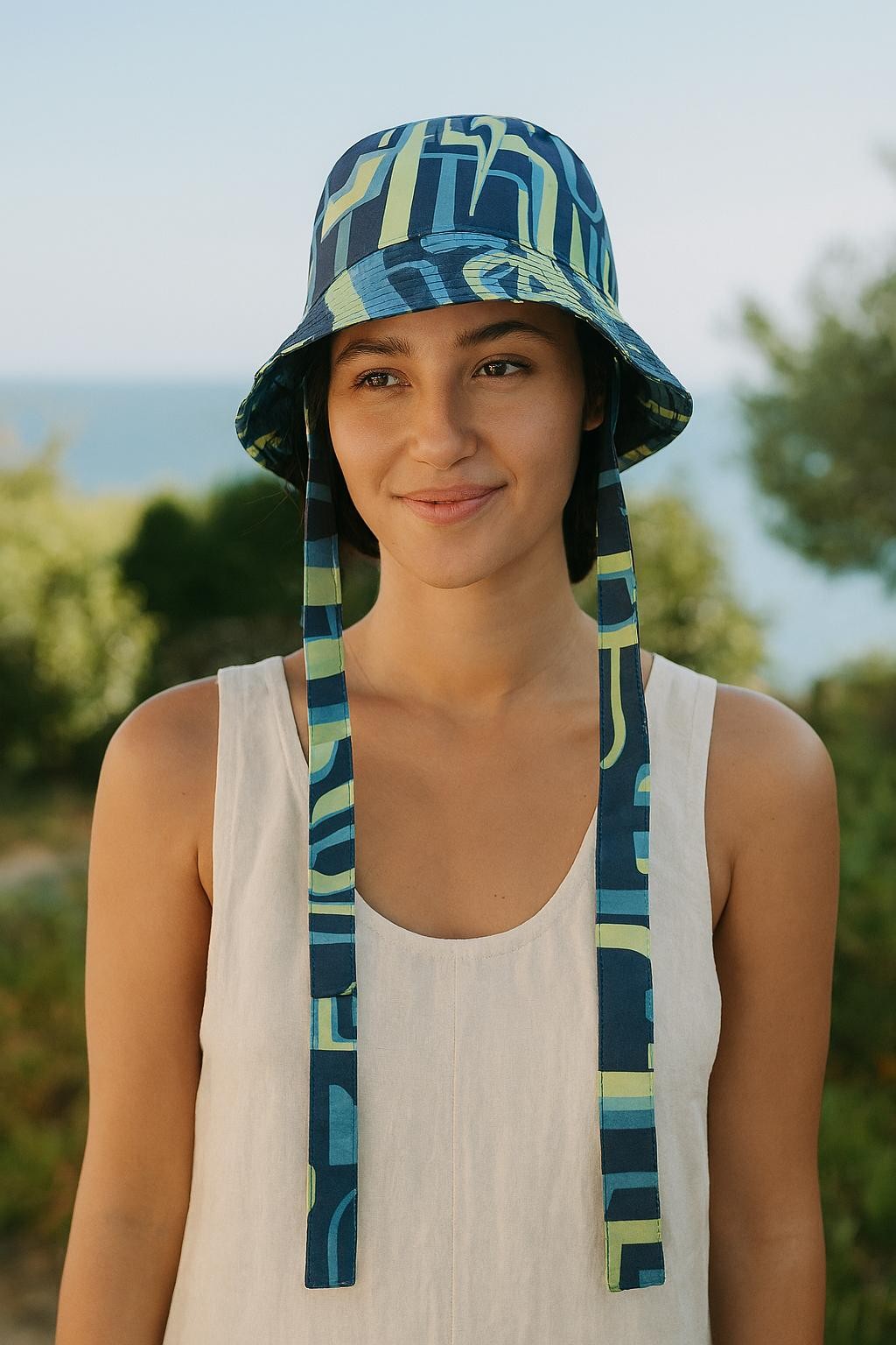 Minel Kadın Lacivert Bağlamalı Bucket Şapka Mnl-043