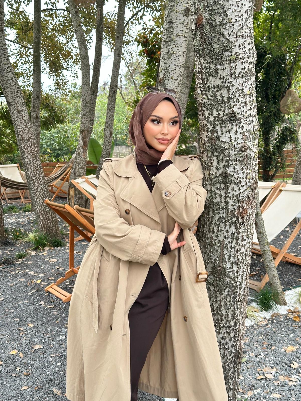 Minel Kadın Uzun Trençkot 01 - bej