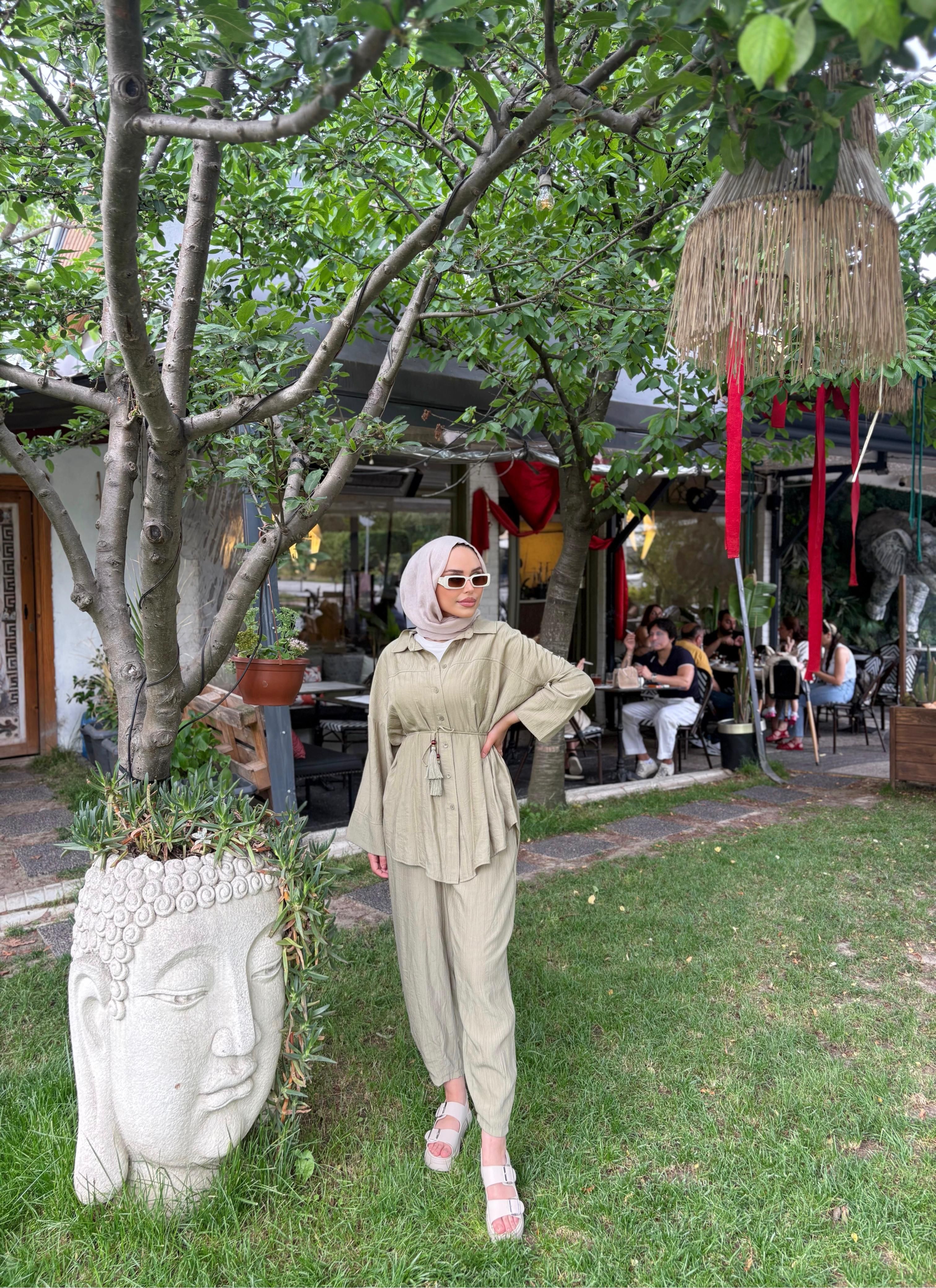 Kadın Yarasa Kollu Takım  - haki