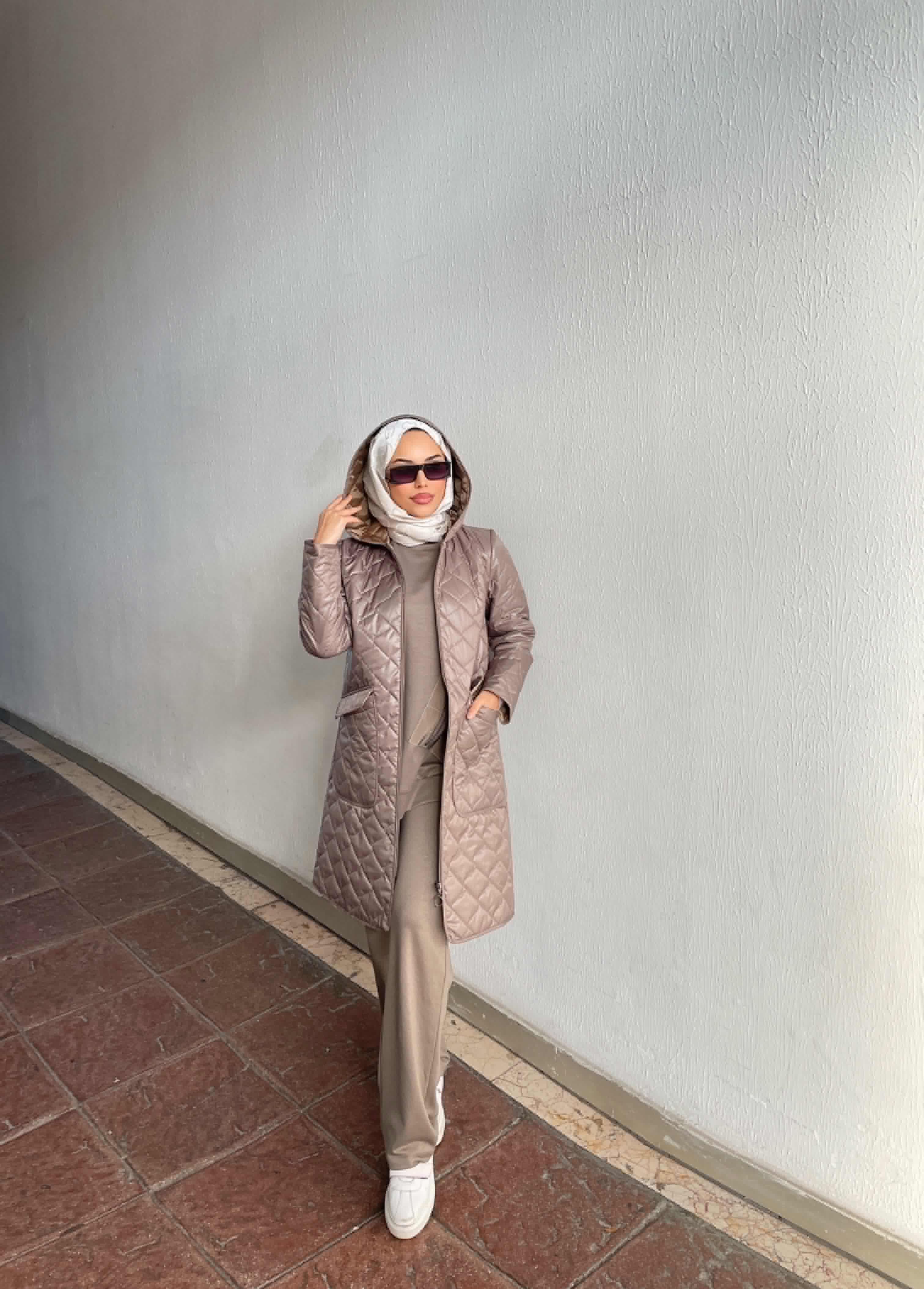 Özel Garni Detaylı Elyaf Dokuma Baharlık Trenç