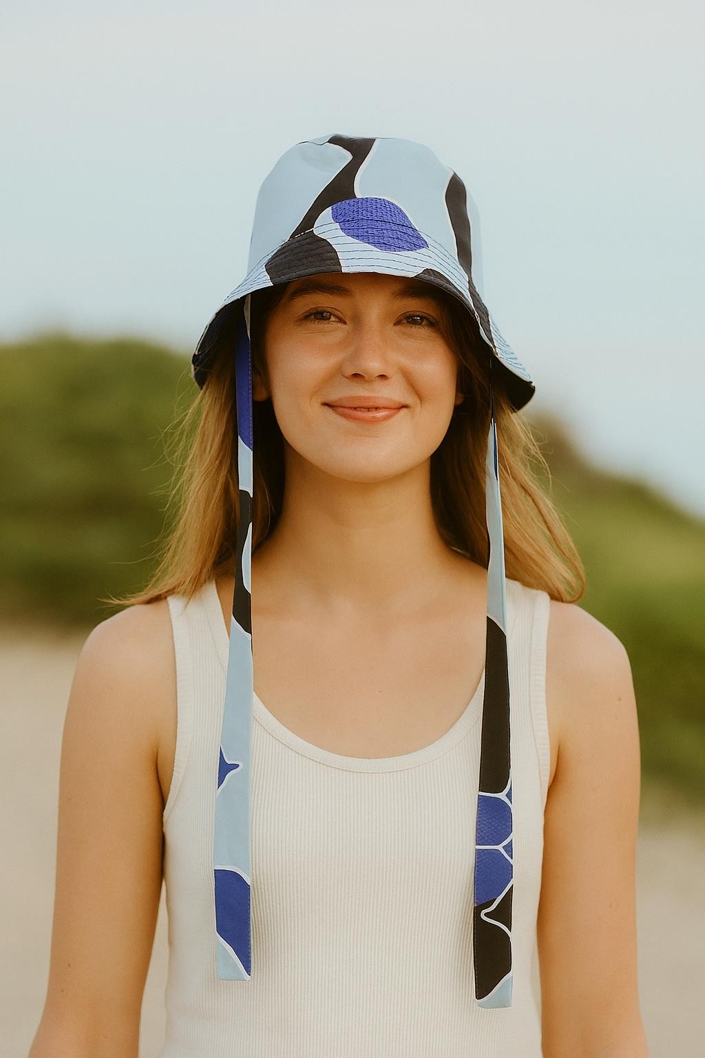 Minel Kadın Mavi Bağlamalı Bucket Şapka Mnl-052