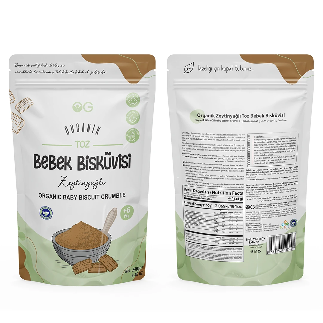 Organik Toz Bebek Bisküvisi 240 Gr +6 Ay