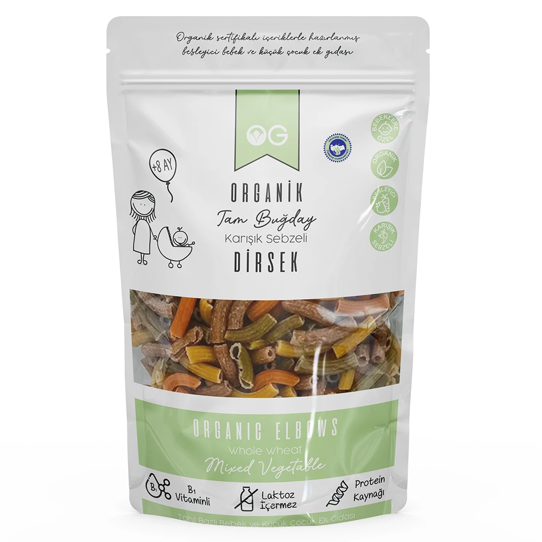 Organik Karışık Sebzeli Tam Buğday Dirsek Makarna 200 Gr +8 Ay image