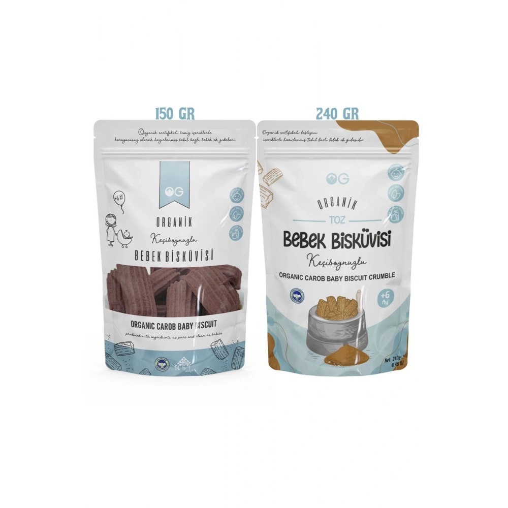 Organik Keçiboynuzlu Bebek Bisküvisi Ve Keçiboynuzlu Bebek Bisküvi Tozu Seti +6 Ay