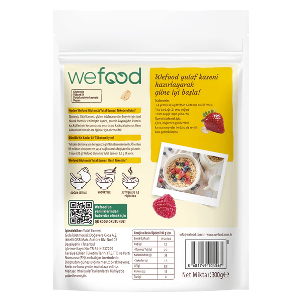 Wefood Glutensiz Yulaf Ezmesi 300 gr