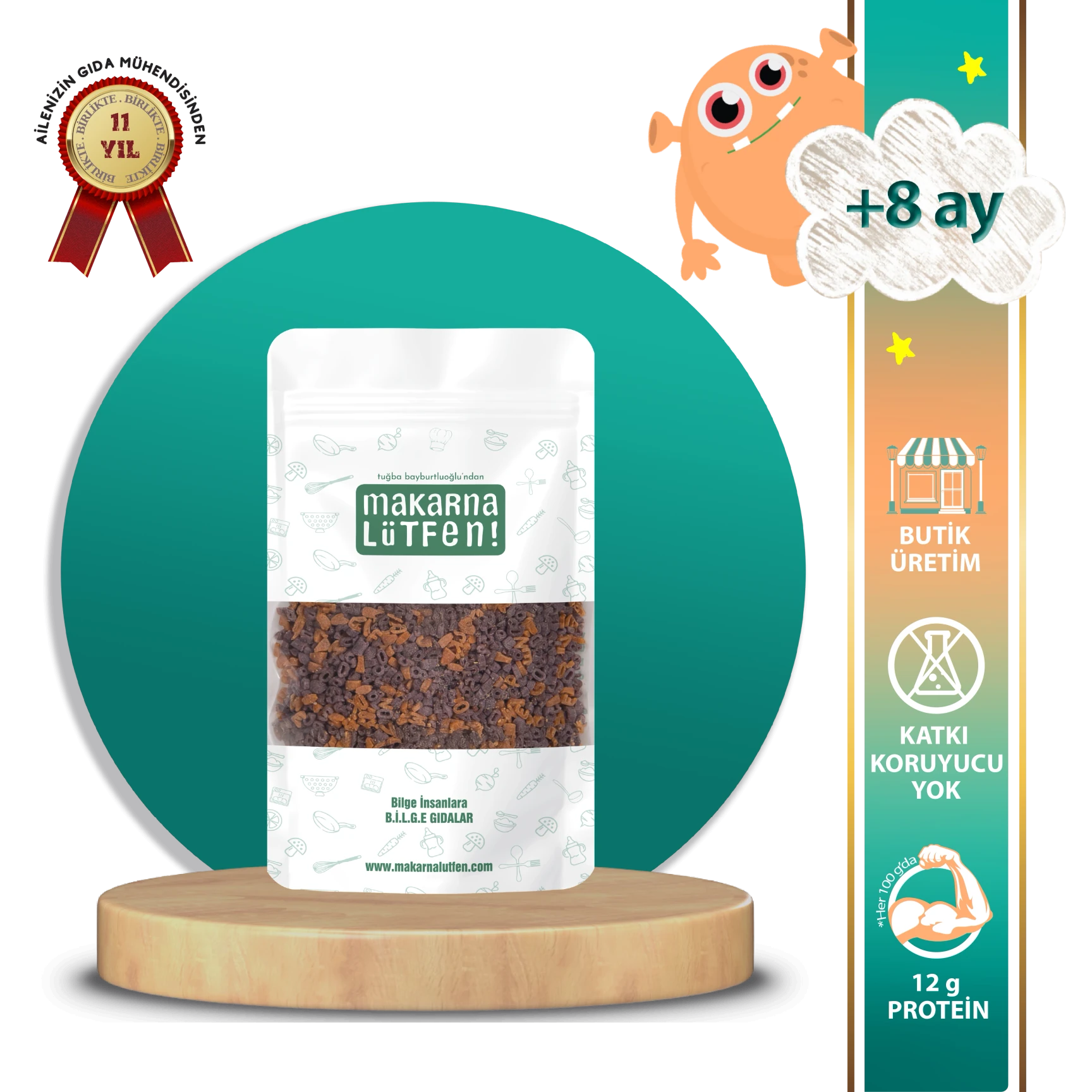 Karışık Sebzeli Harf Rakam Şehriye (+8 ay-%35 Sebzeli-250 gram)