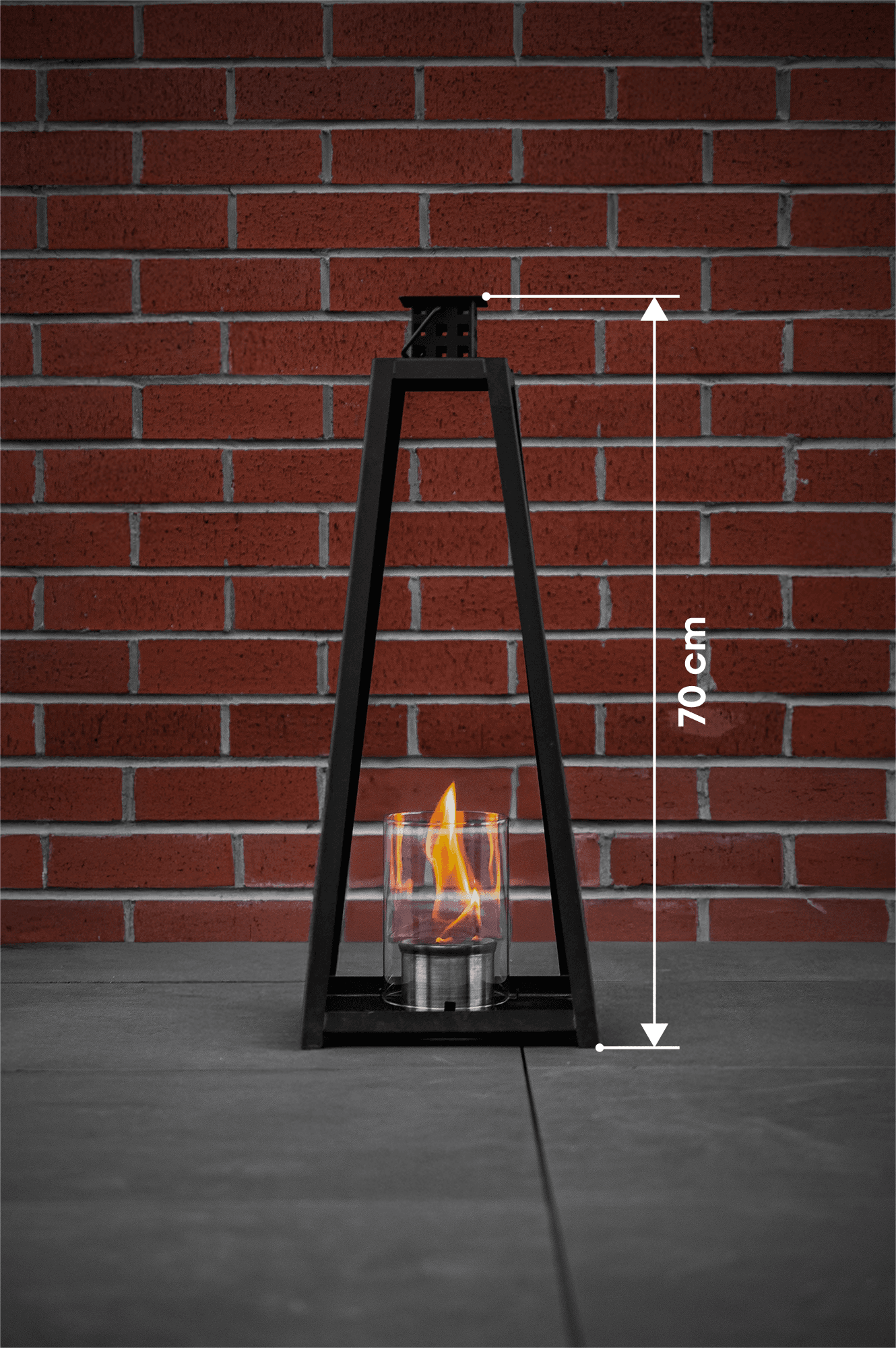 "LANTERN" Mega Metal Şömine +1 Litre Tabart Fire Şömine Yakıtı (70cm) - Siyah