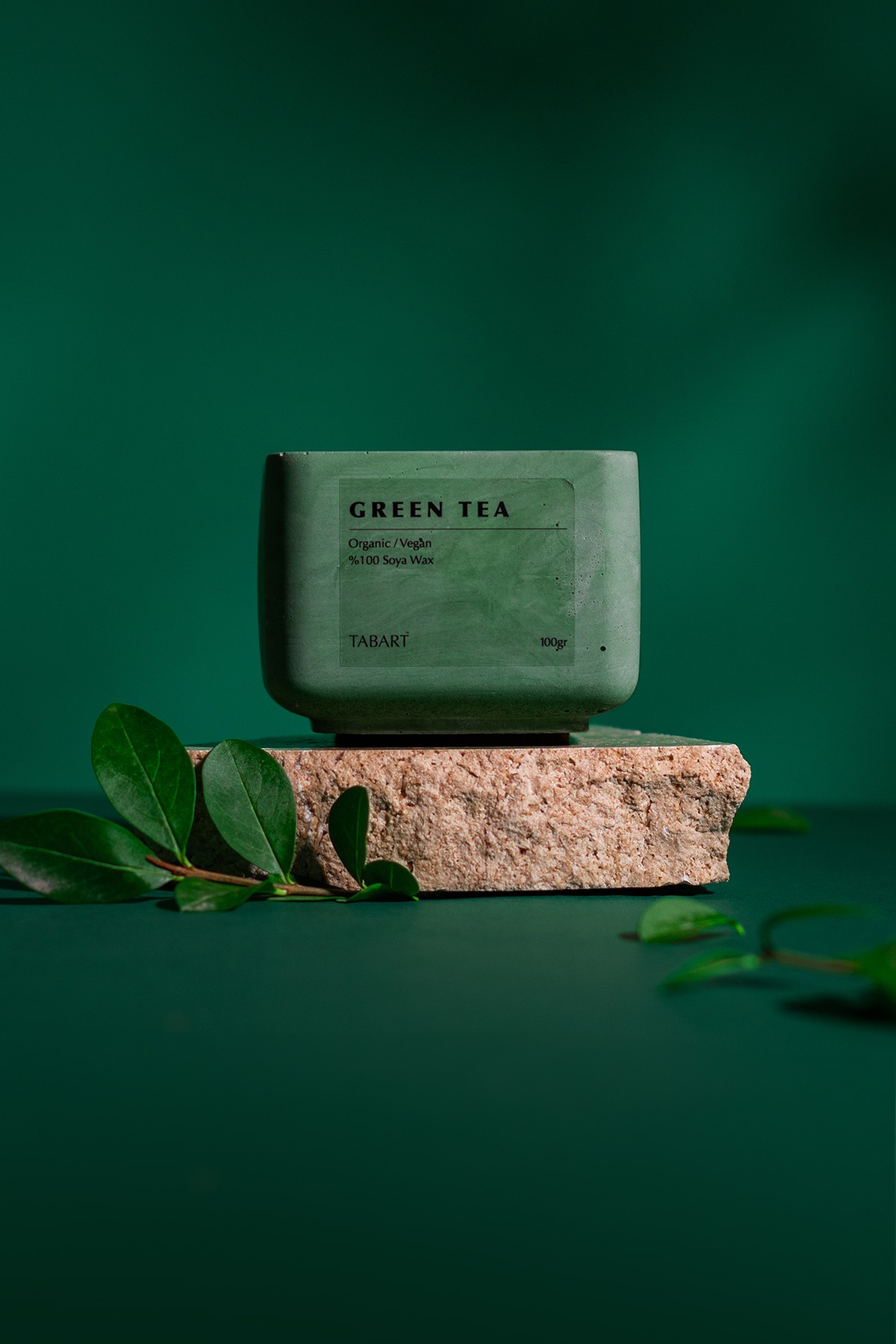 Tabart %100 Soya Wax Organik Beton Mum & Saksı - Green Tea