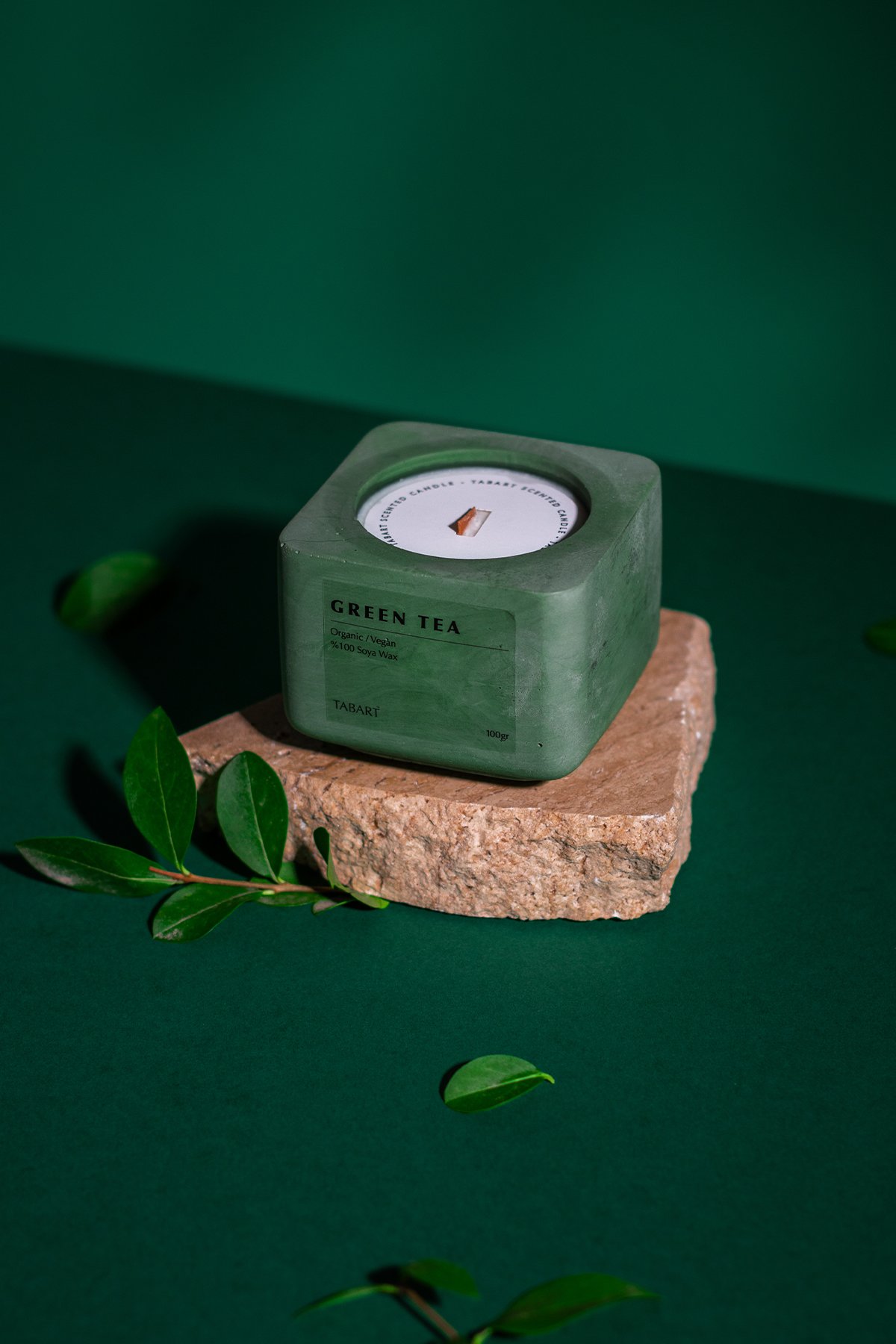 Tabart %100 Soya Wax Organik Beton Mum & Saksı - Green Tea
