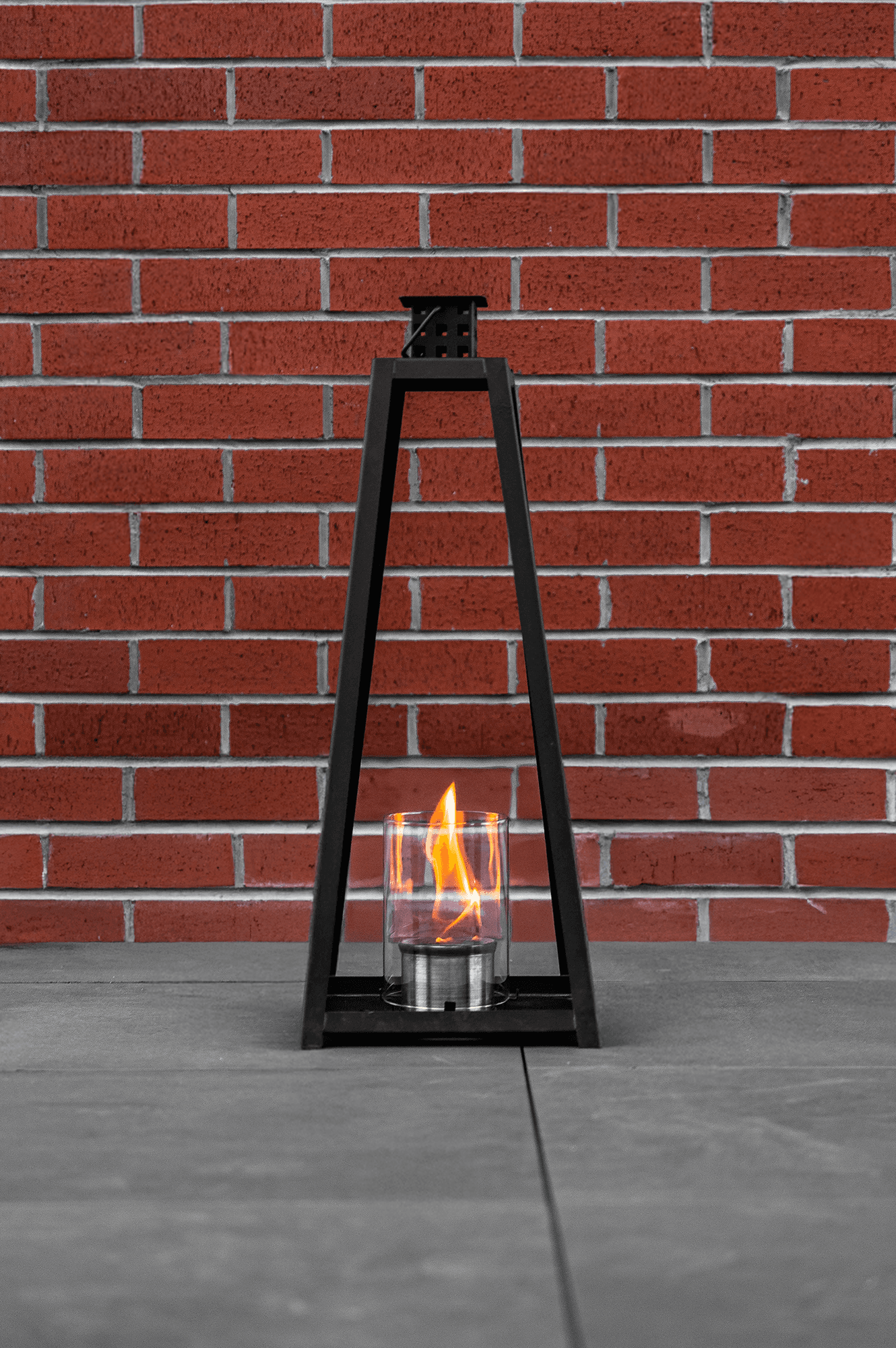 "LANTERN" Mega Metal Şömine +1 Litre Tabart Fire Şömine Yakıtı (70cm) - Siyah