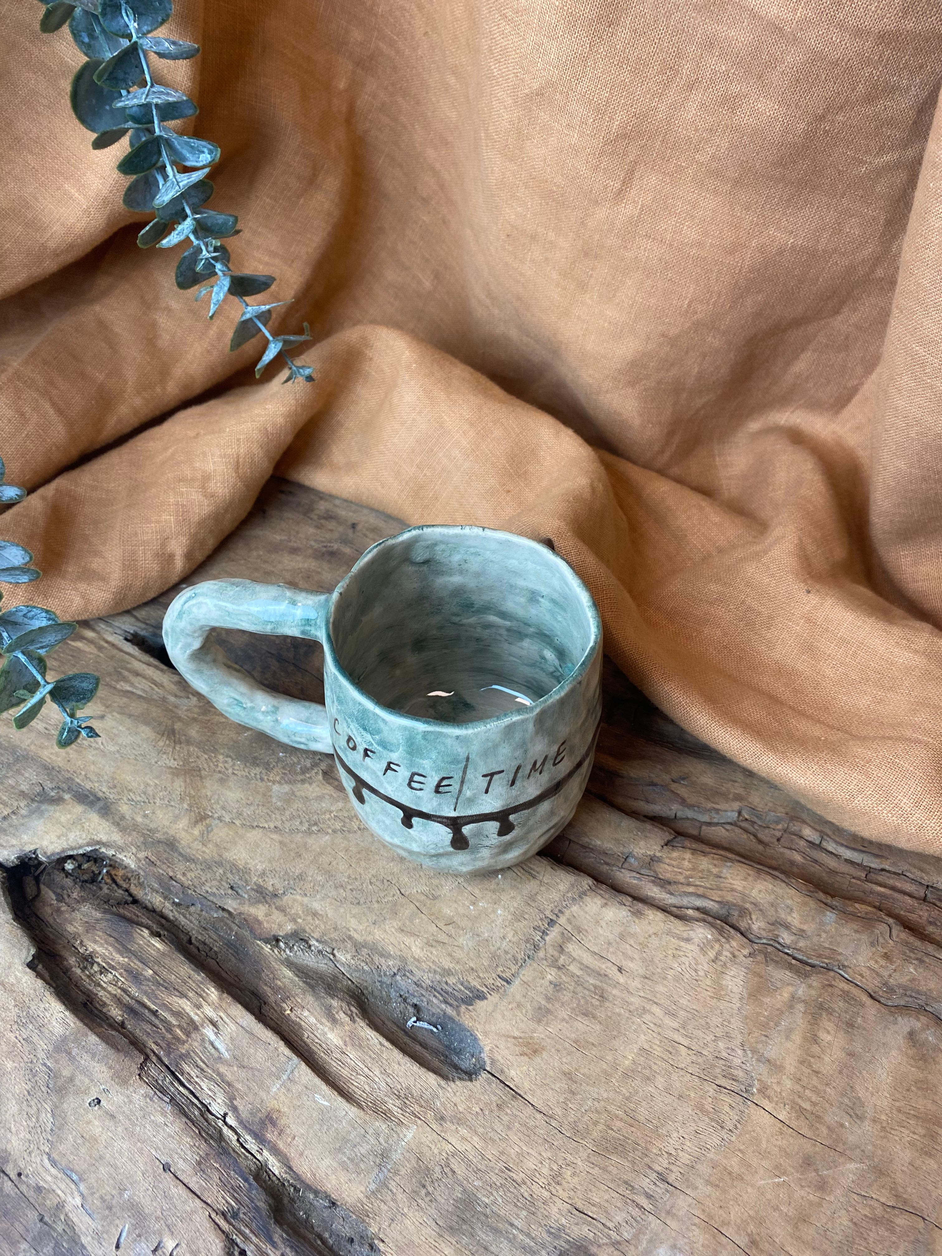 %100 El Yapımı Rustik Vintage Stoneware Kupa – Büyük Boy Seramik Kupa | Doğal Dokulu Kupa