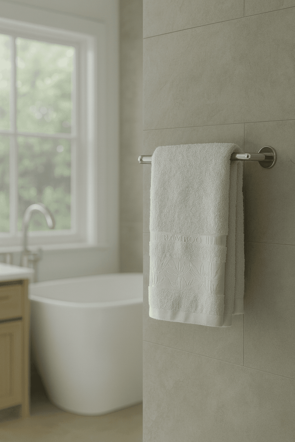 50x90 cm %100 Bambu El ve Yüz Havlusu – Yumuşak, Emici ve Dayanıklı - Ekru