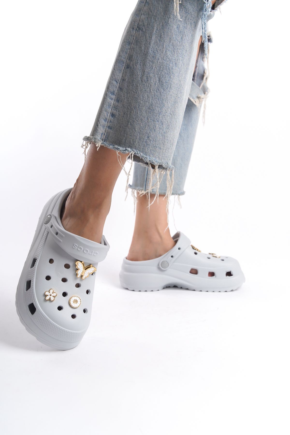 Crocs Tokalı Terlik Açık Gri