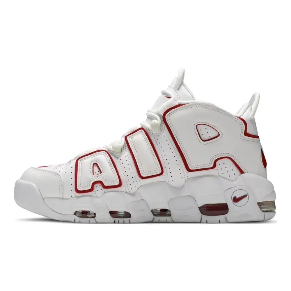 Nike Air More UpTempo White Varsity Red Outline