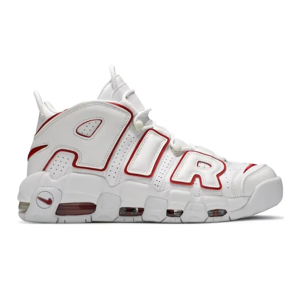 Nike Air More UpTempo White Varsity Red Outline